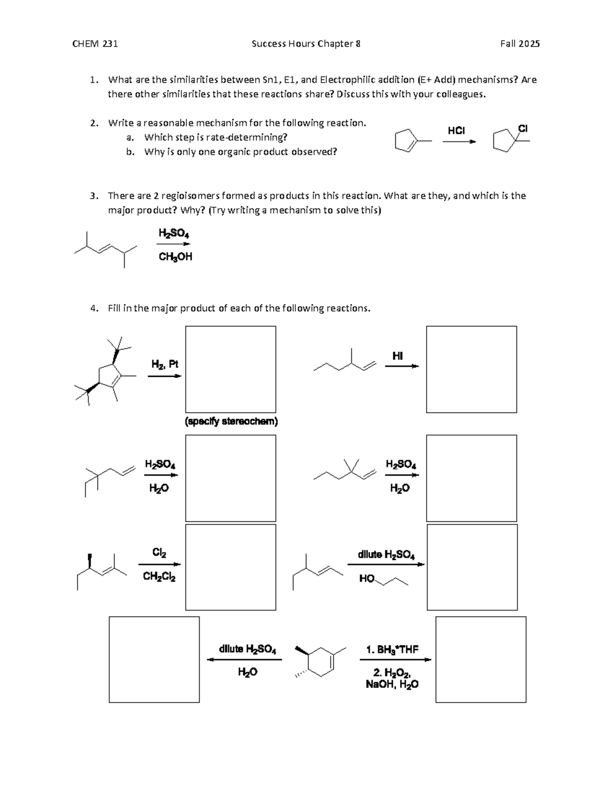 CHEM 231 Success Hours Chapter 8 Practice Questions Fall 2025 - Studocu