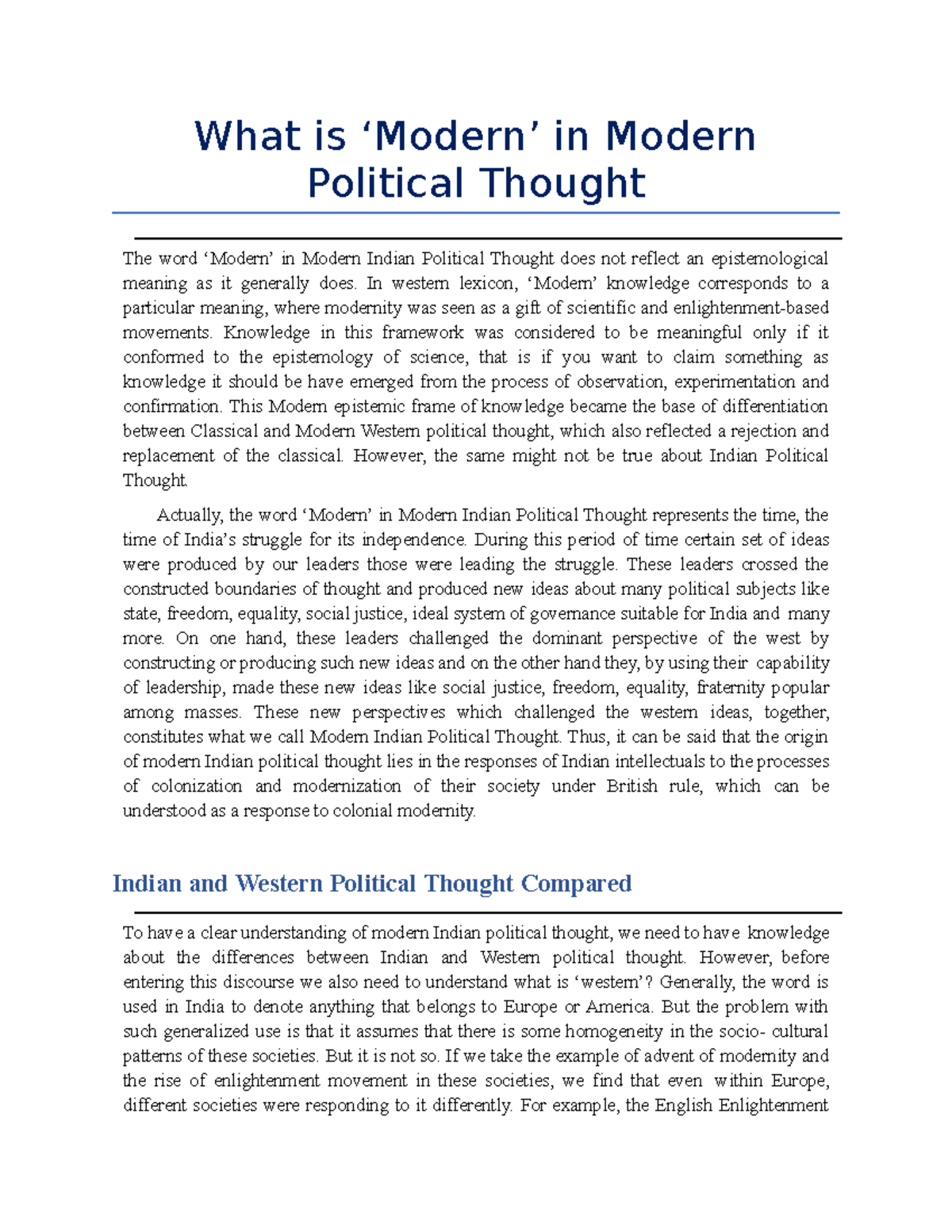 What is ‘Modern’ in Modern Political Thought - What is ‘Modern’ in ...