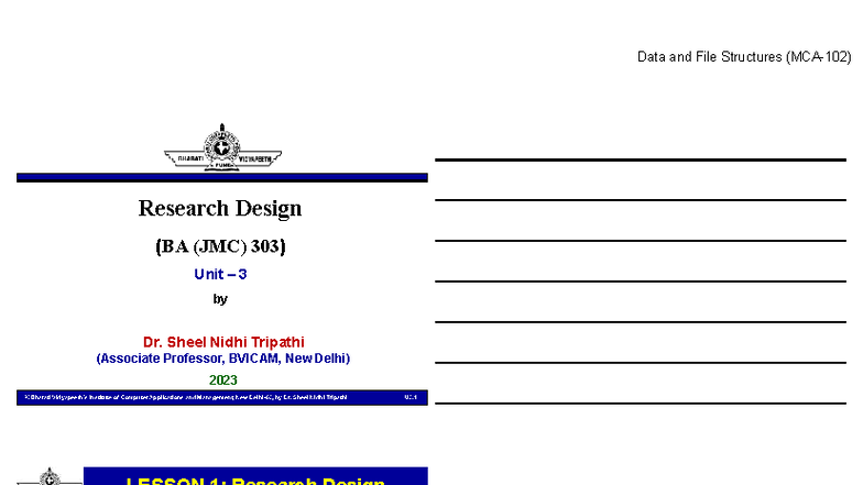 BA (JMC) 303 Unit III: Research Design and Data Structures Notes - Studocu