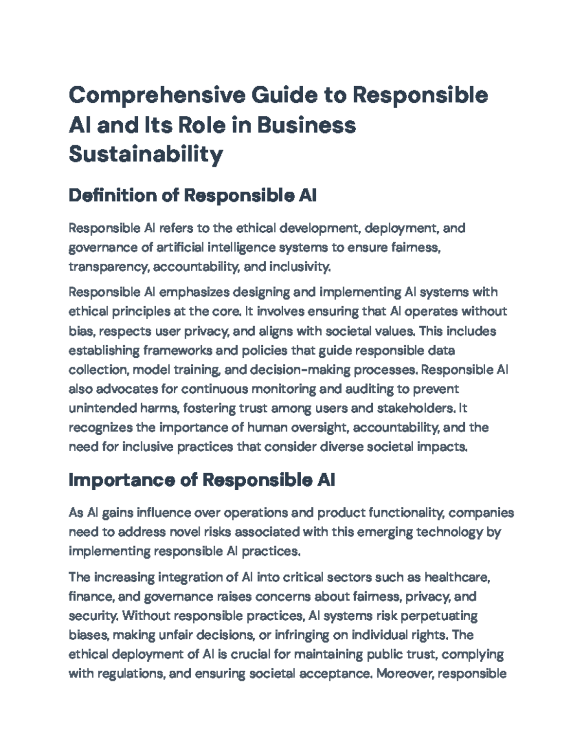Comprehensive Guide on Responsible AI (BUS 101) for Business ...