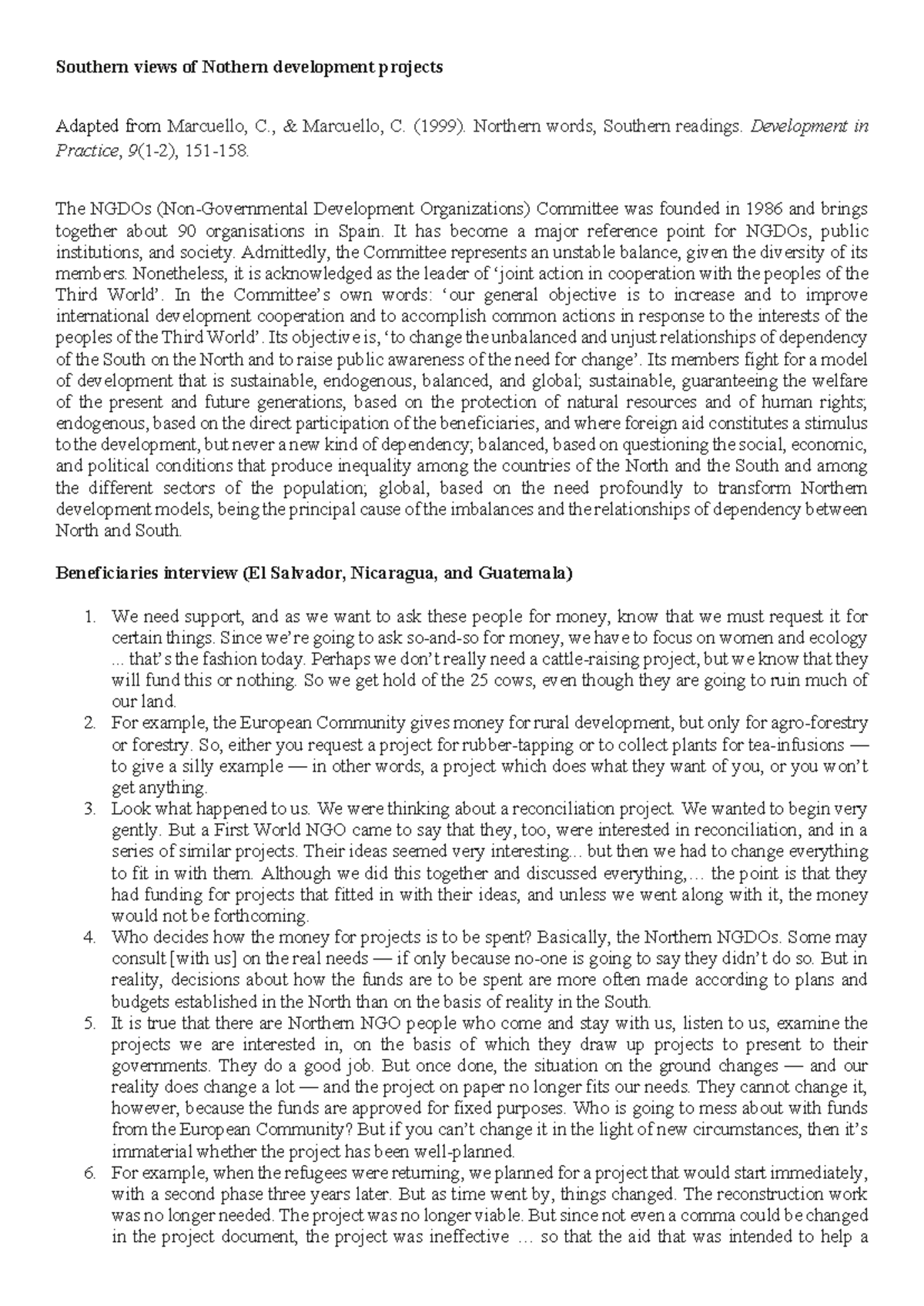 Southern Perspectives on Northern Development Projects: A Case Study ...