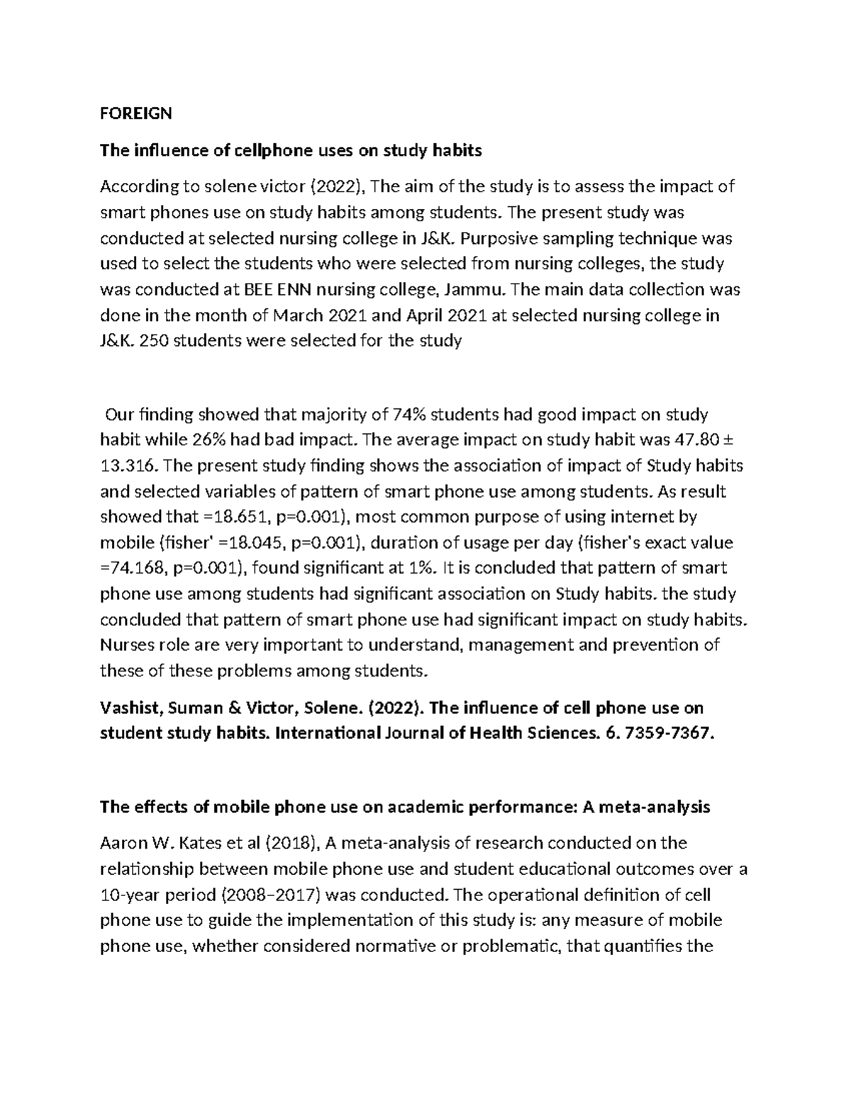Chapter 2: RRL Draft - Impact of Smartphone Use on Study Habits - Studocu