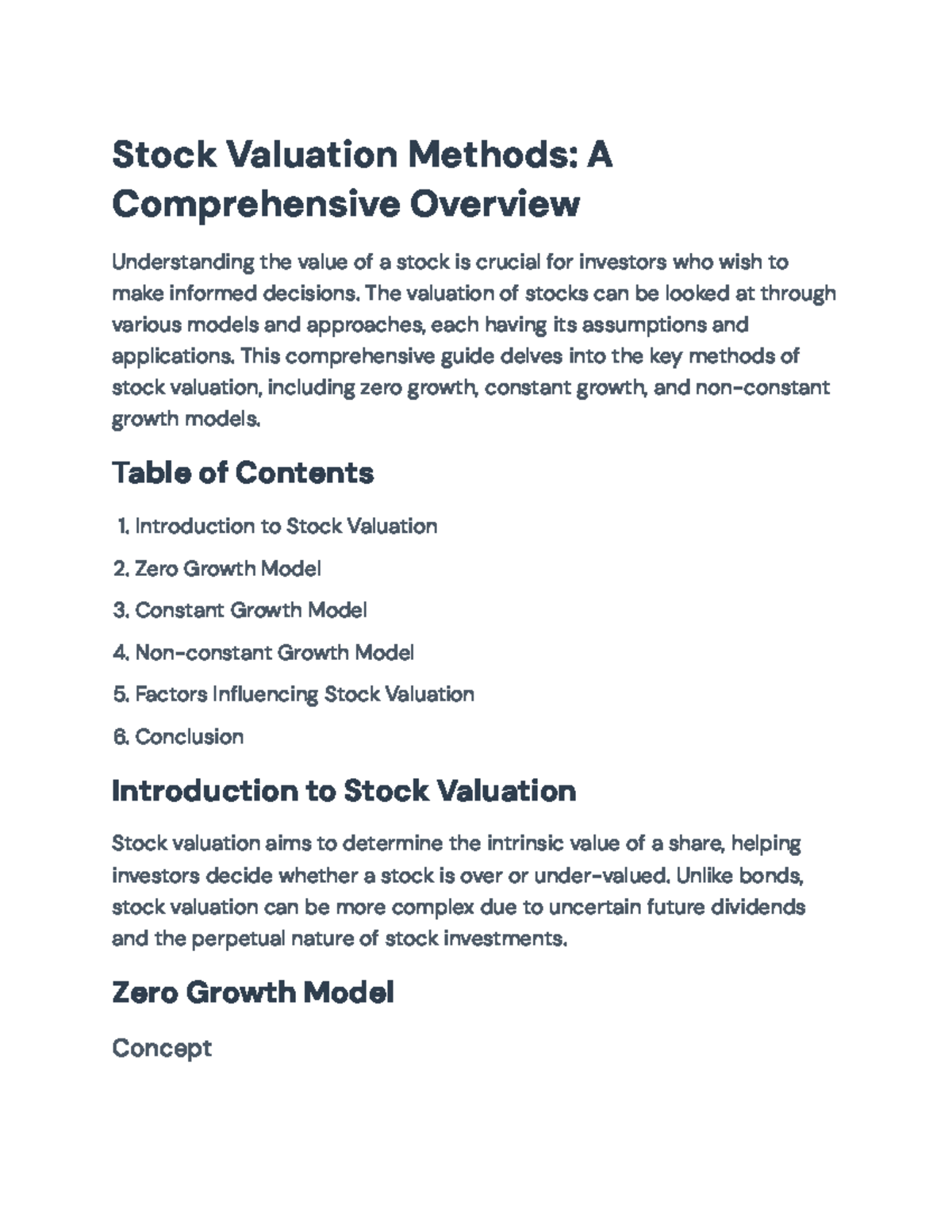 Stock Valuation Methods: A Comprehensive Overview of Key Models - Stock ...
