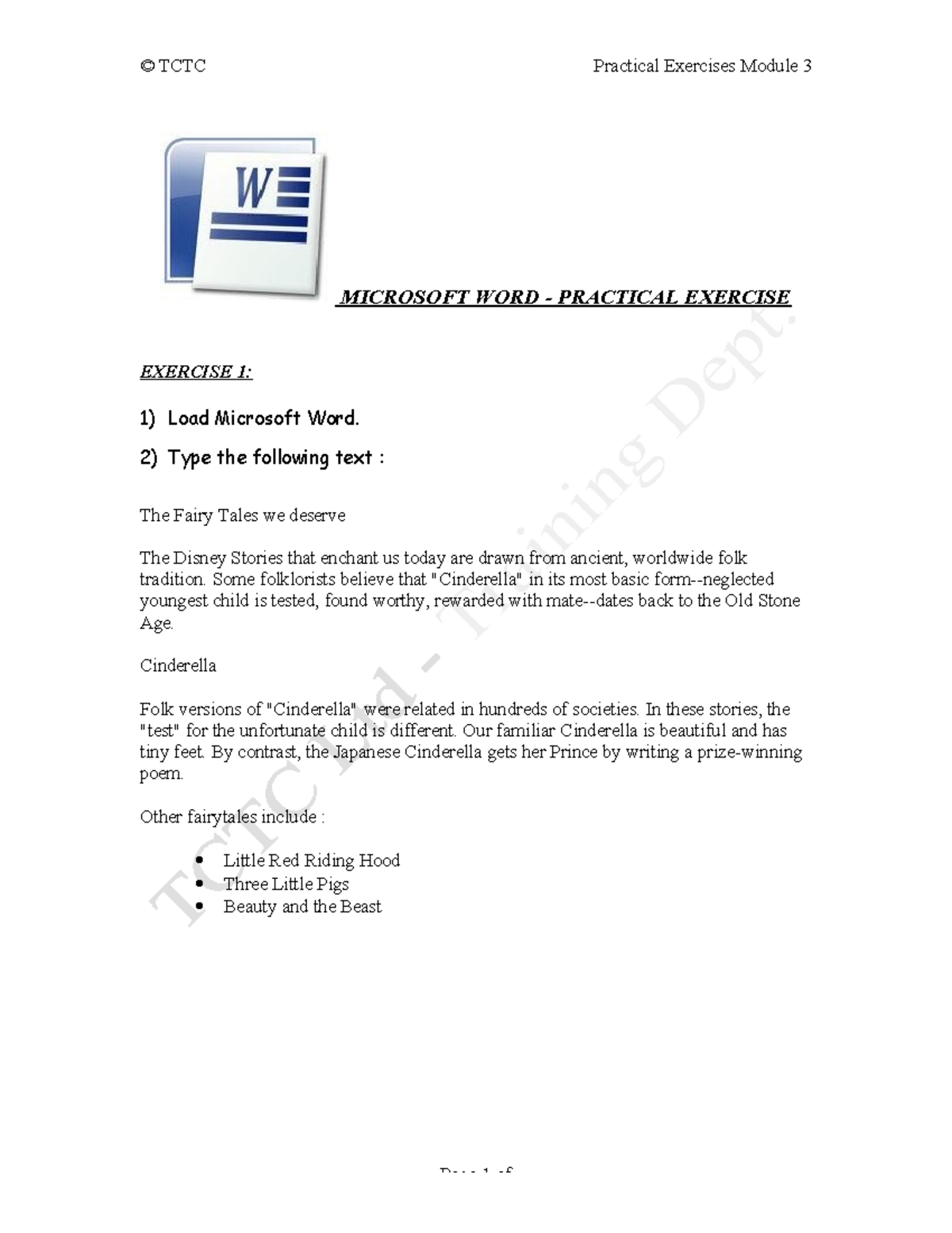 Microsoft Word Practical Exercise: Module 3 Tasks and Instructions ...