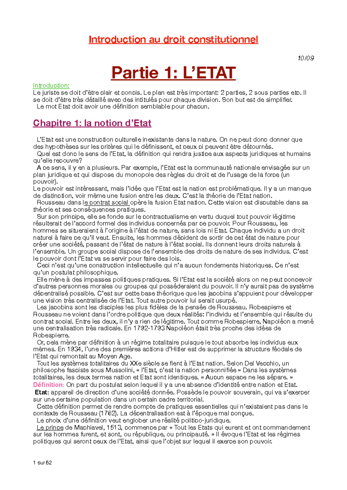 Cour entier Droit constitutionnel - Introduction au droit ...