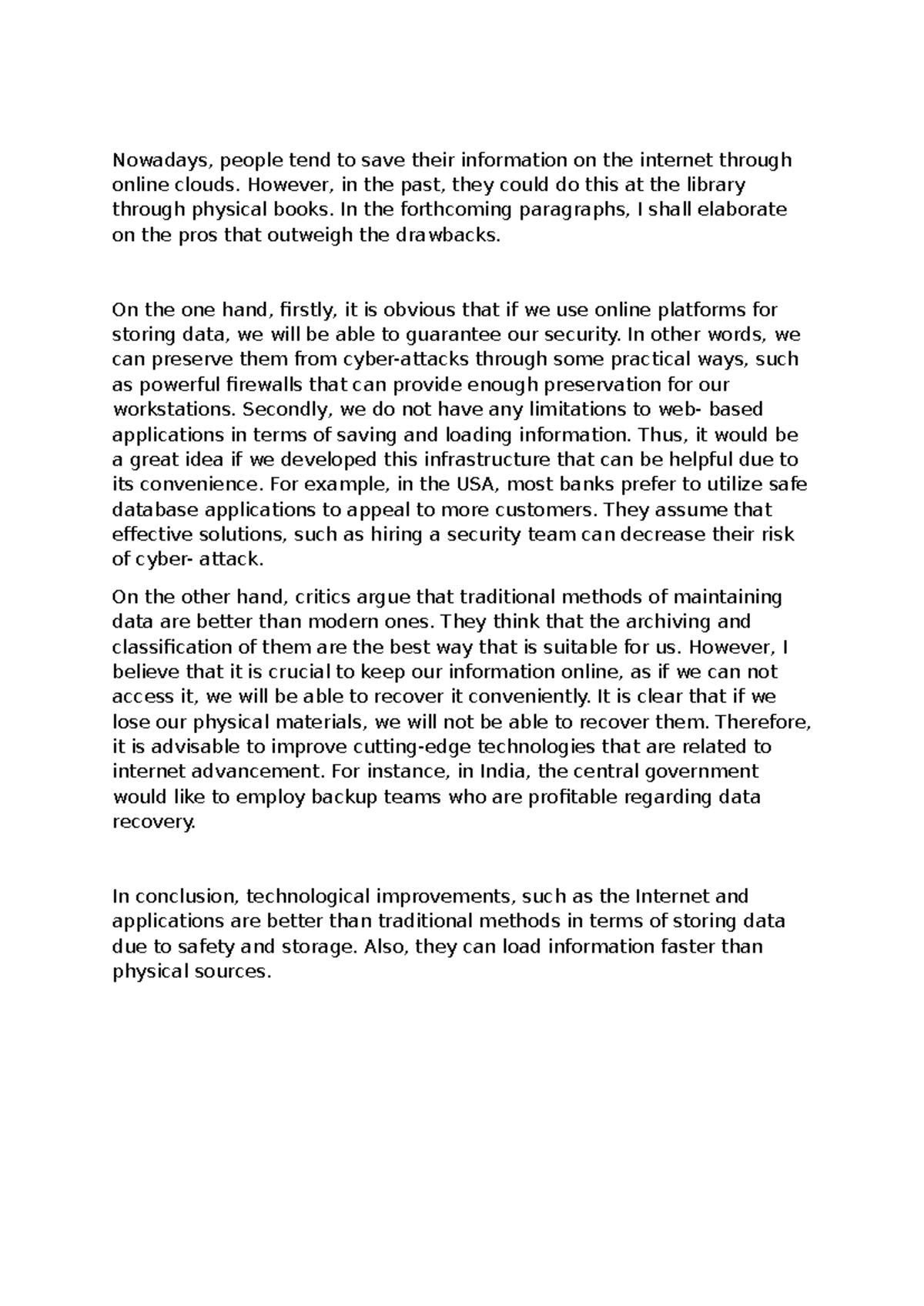 Tài liệu - Essay random - Nowadays, people tend to save their ...