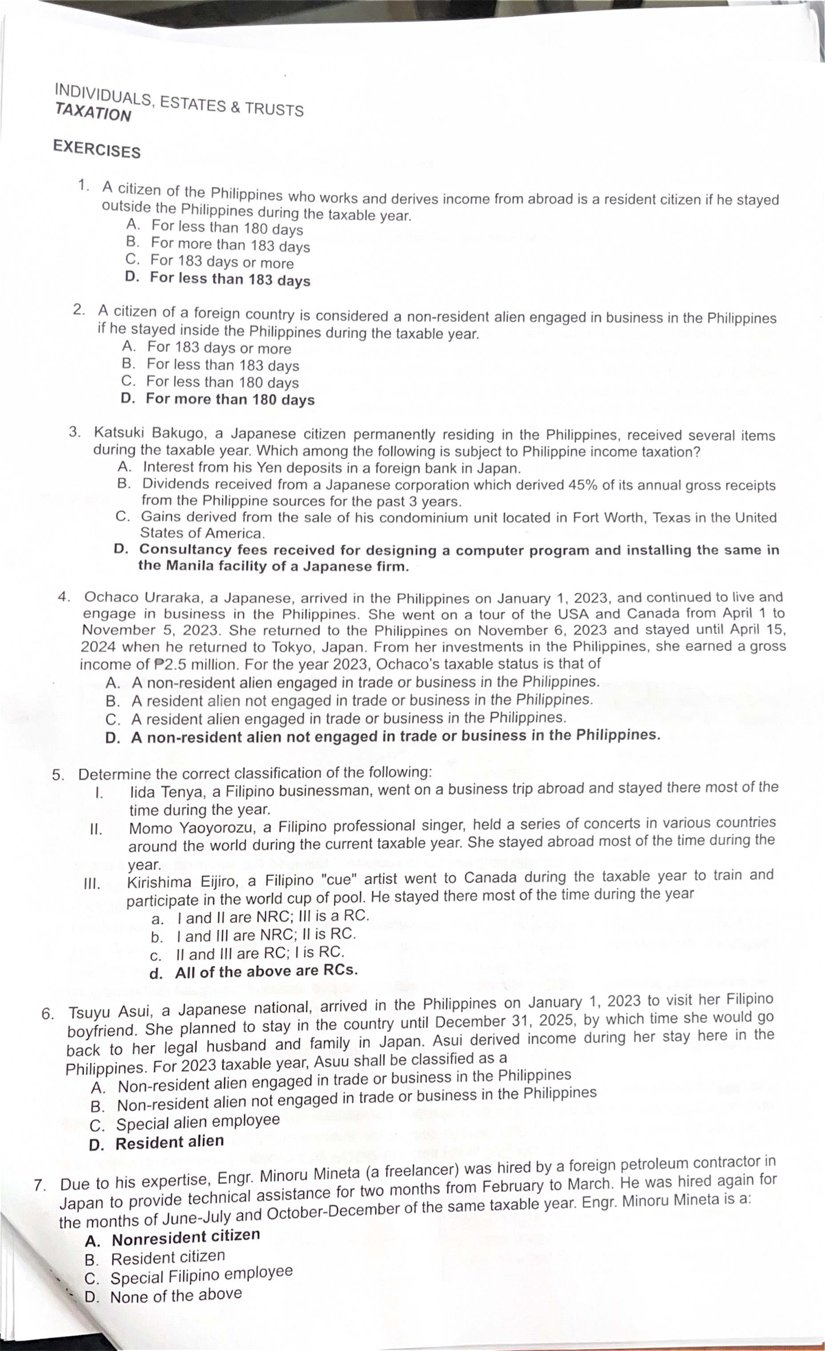 INDIVIDUALS ESTATES TRUSTS TAXATION EXERCISES AND CASE STUDIES - Studocu