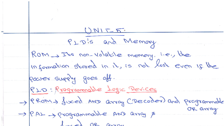 Unit 5 Final Exam Notes: Memory ROM and Programmable Logic Devices ...