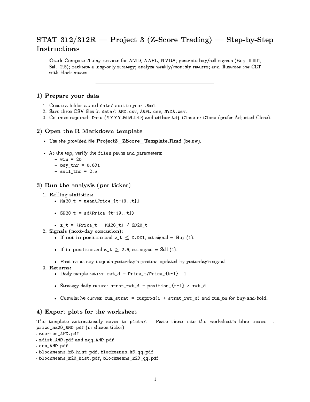STAT Project 3: Trading Analysis & Signal Generation Instructions - Studocu