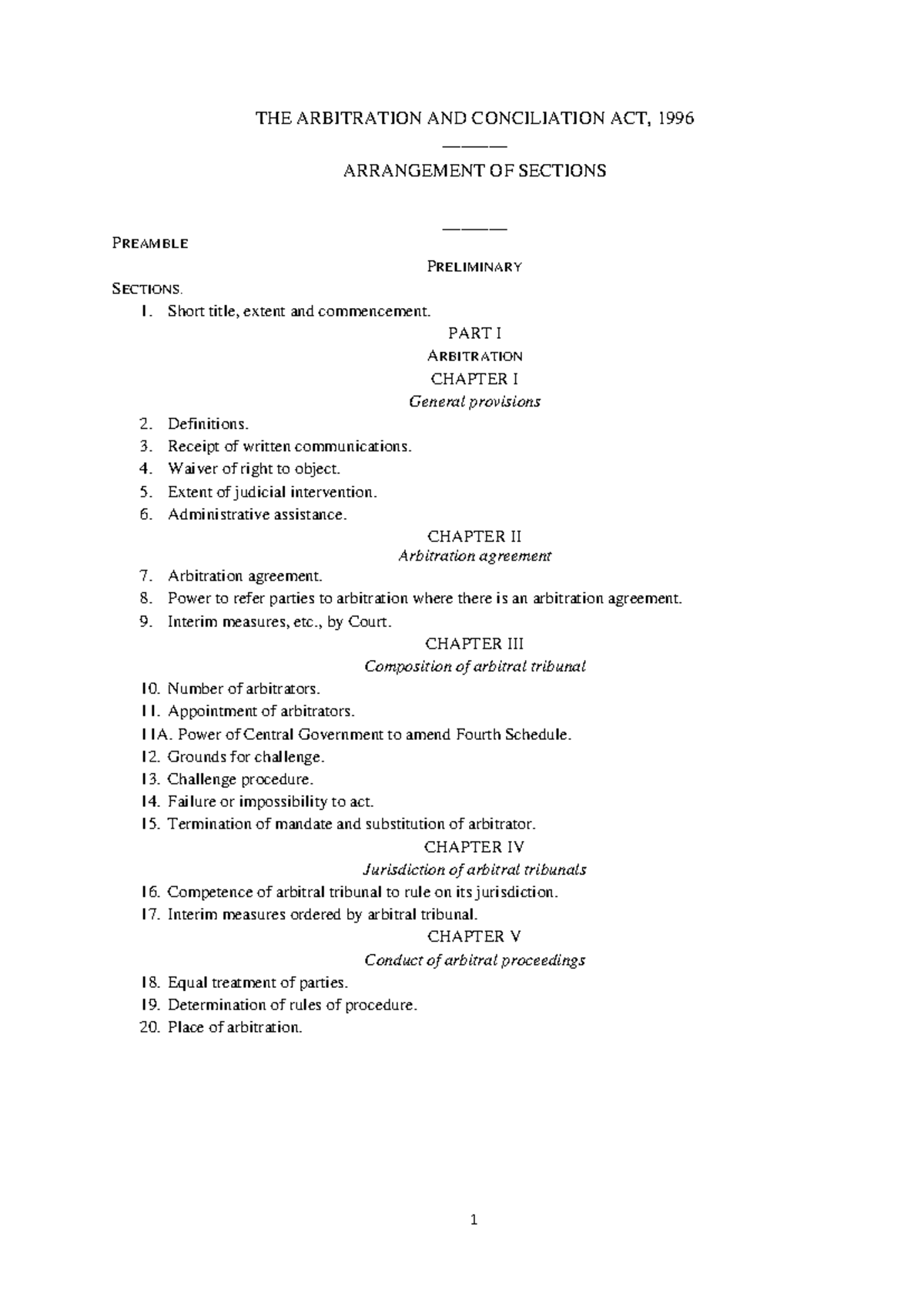 Arbitration and Conciliation Act, 1996: Section Overview and Analysis ...