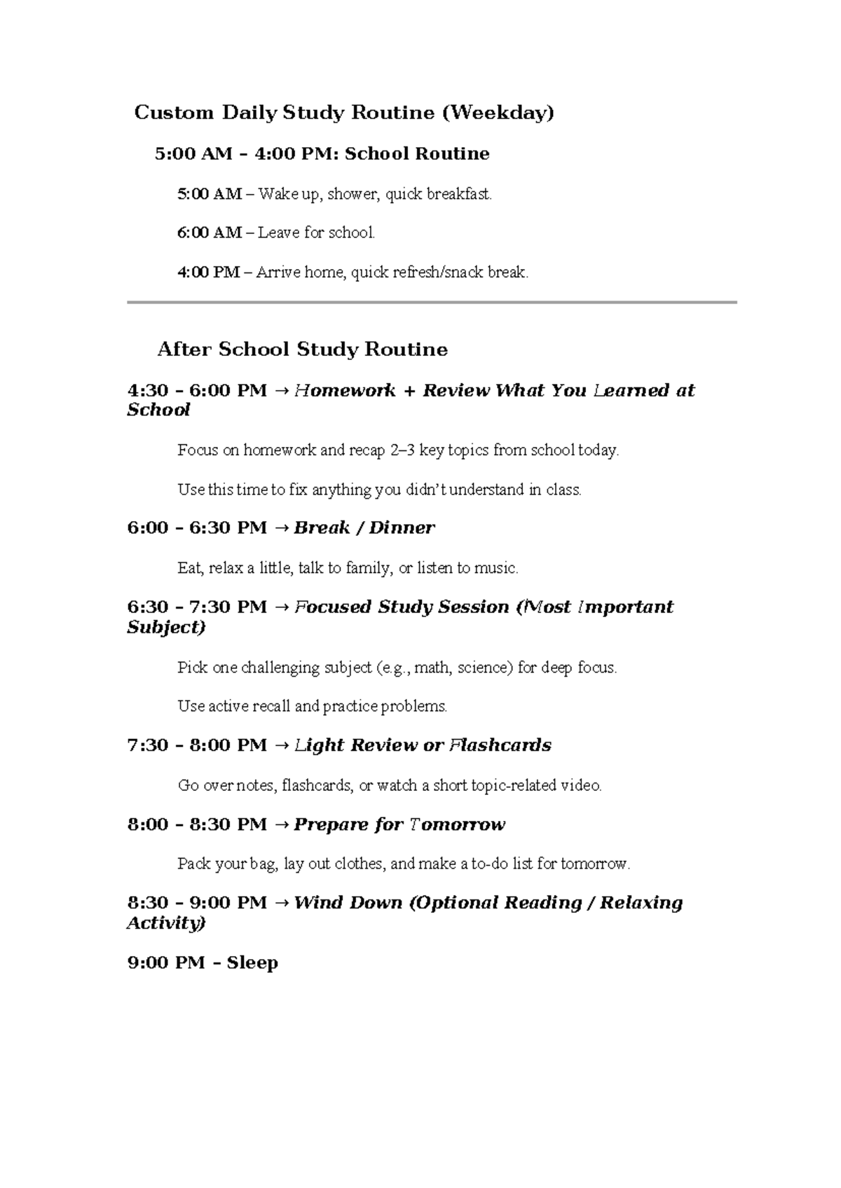 Custom Daily Study Routine (Weekday): Effective Study Plan from 5 AM to ...