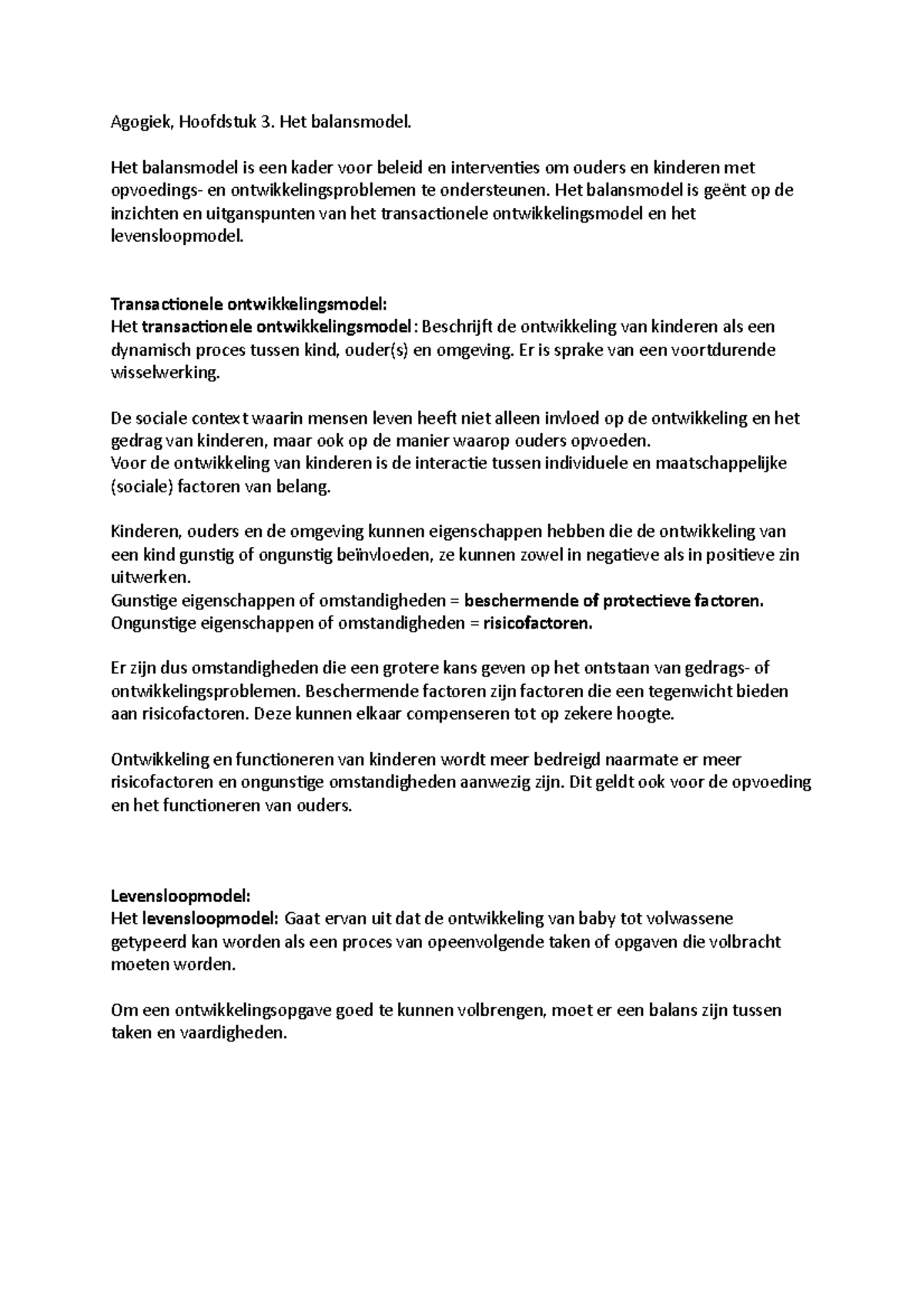 Agogiek, Hoofdstuk 3: Het Balansmodel en Ontwikkelingsprocessen ...