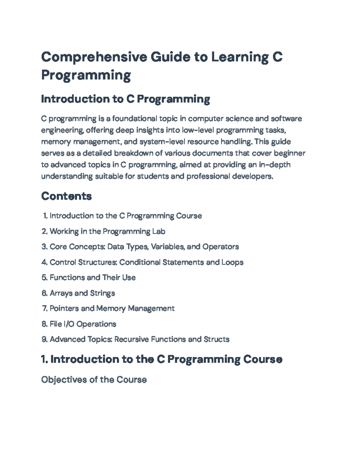 C Programming Comprehensive Guide: Concepts & Practical Exercises ...