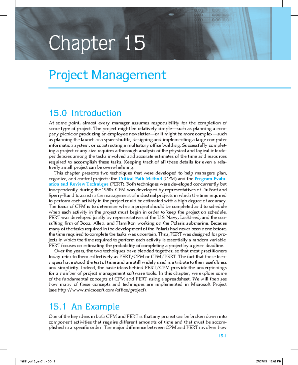 Chapter 15 - Project Management Techniques: CPM and PERT Overview - Studocu