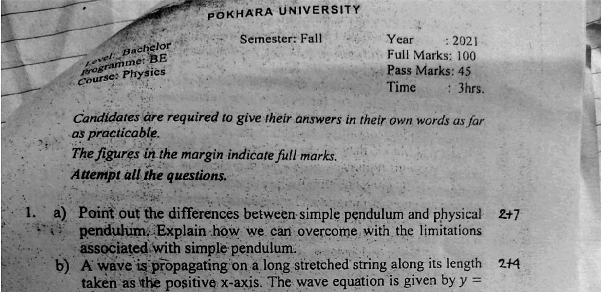 19 Fall - Physics Full Marks Questions and Answers - Studocu
