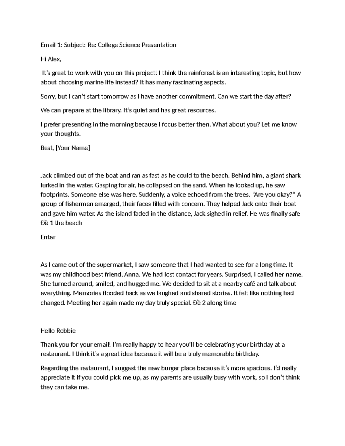 Email Communication on Project Collaboration and Personal Encounters ...