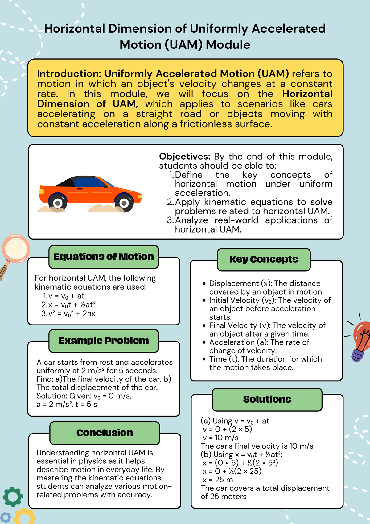 UAM & Projectile Motion Worksheet: Key Concepts & Example Problems ...