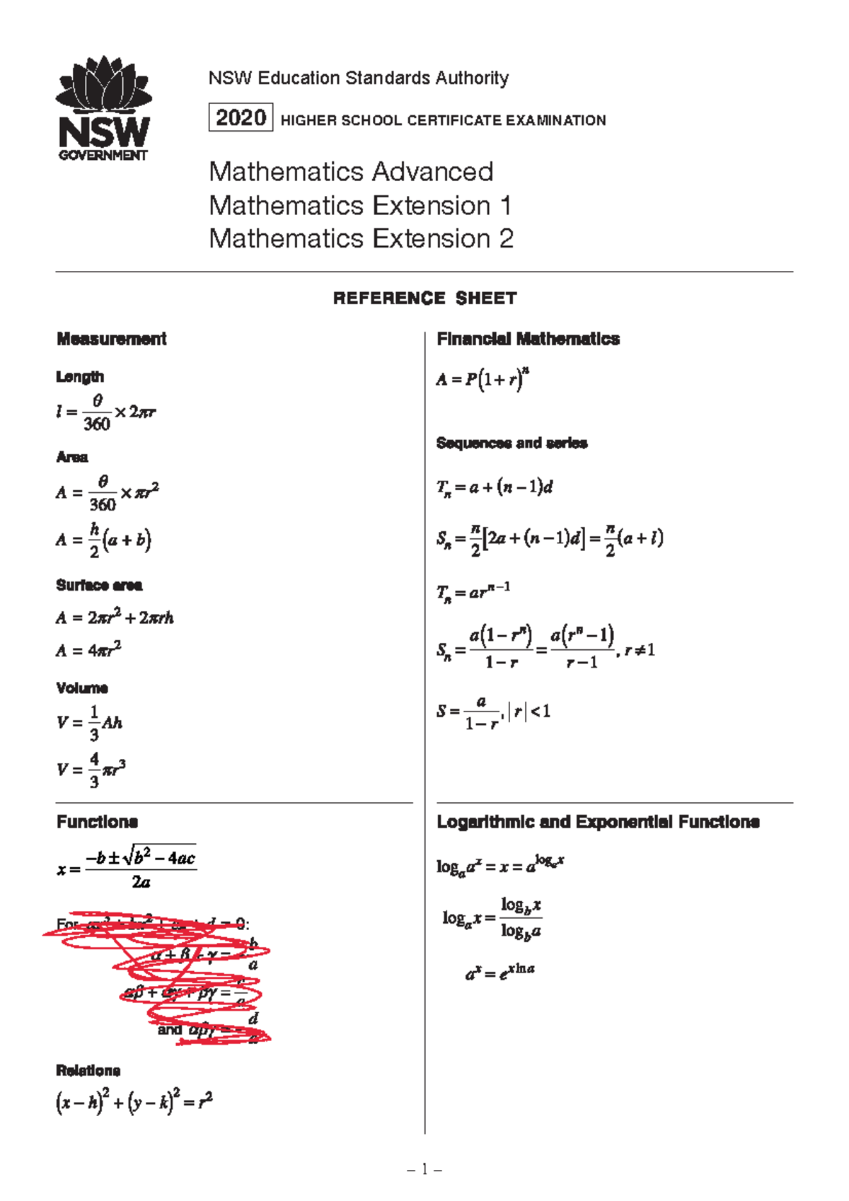 Mathematics-advanced-ext1-ext2-reference-sheet-nov2019 - HSCMATHS001 ...