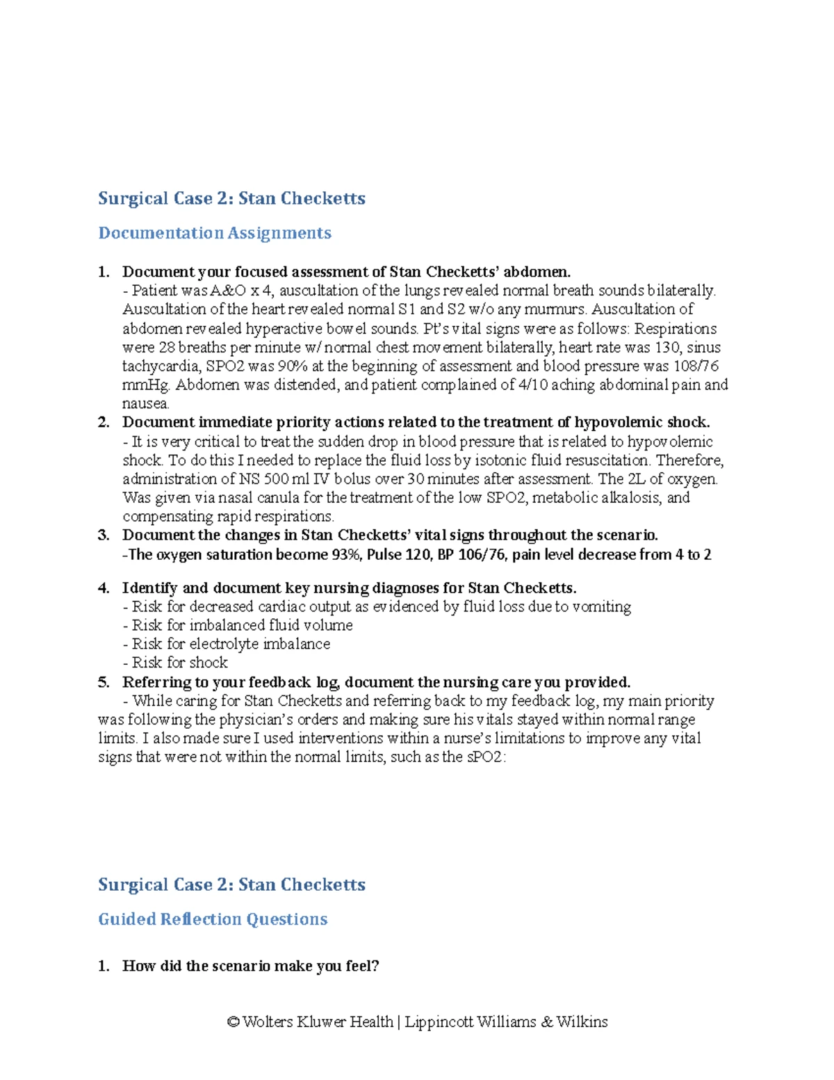 Vsim Checketts (Fluid Imbalance) - Surgical Case 2: Stan Checketts Use ...
