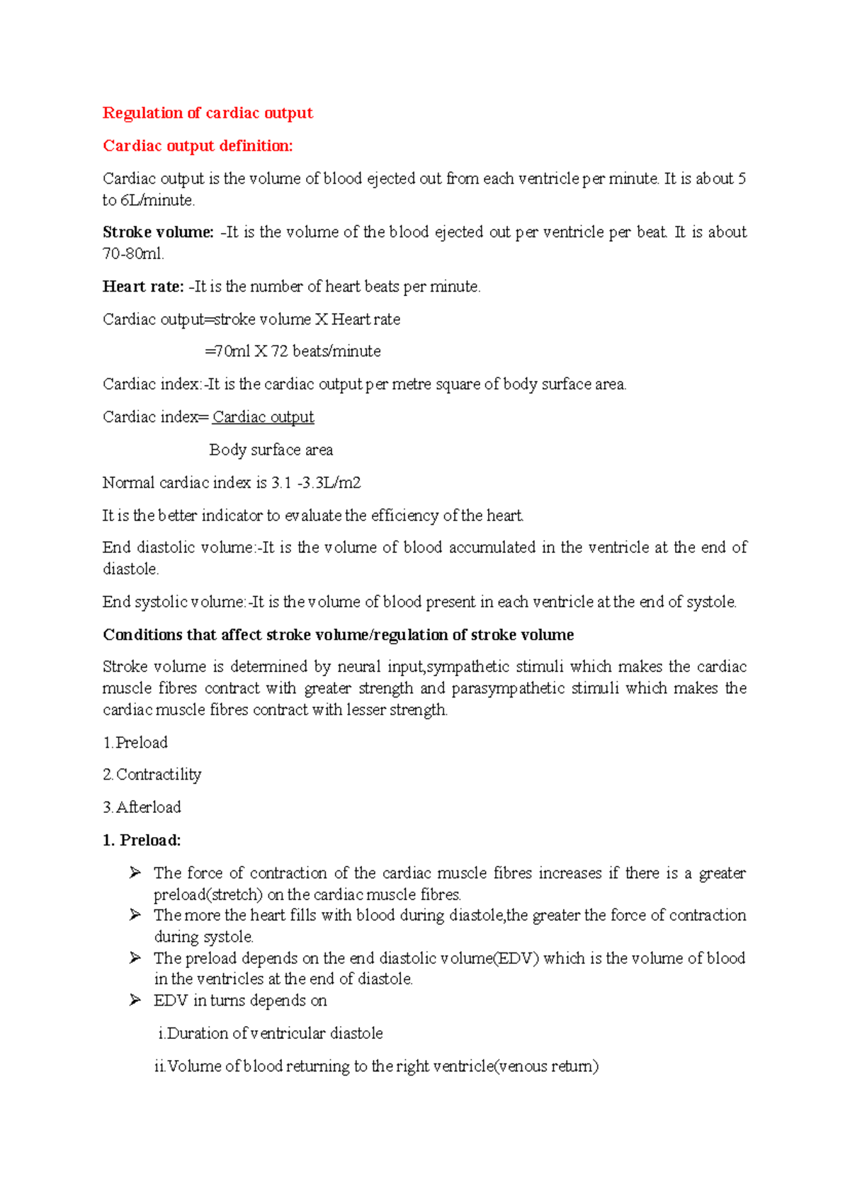 Regulation of Cardiac Output - Applied Physiology Notes - Studocu