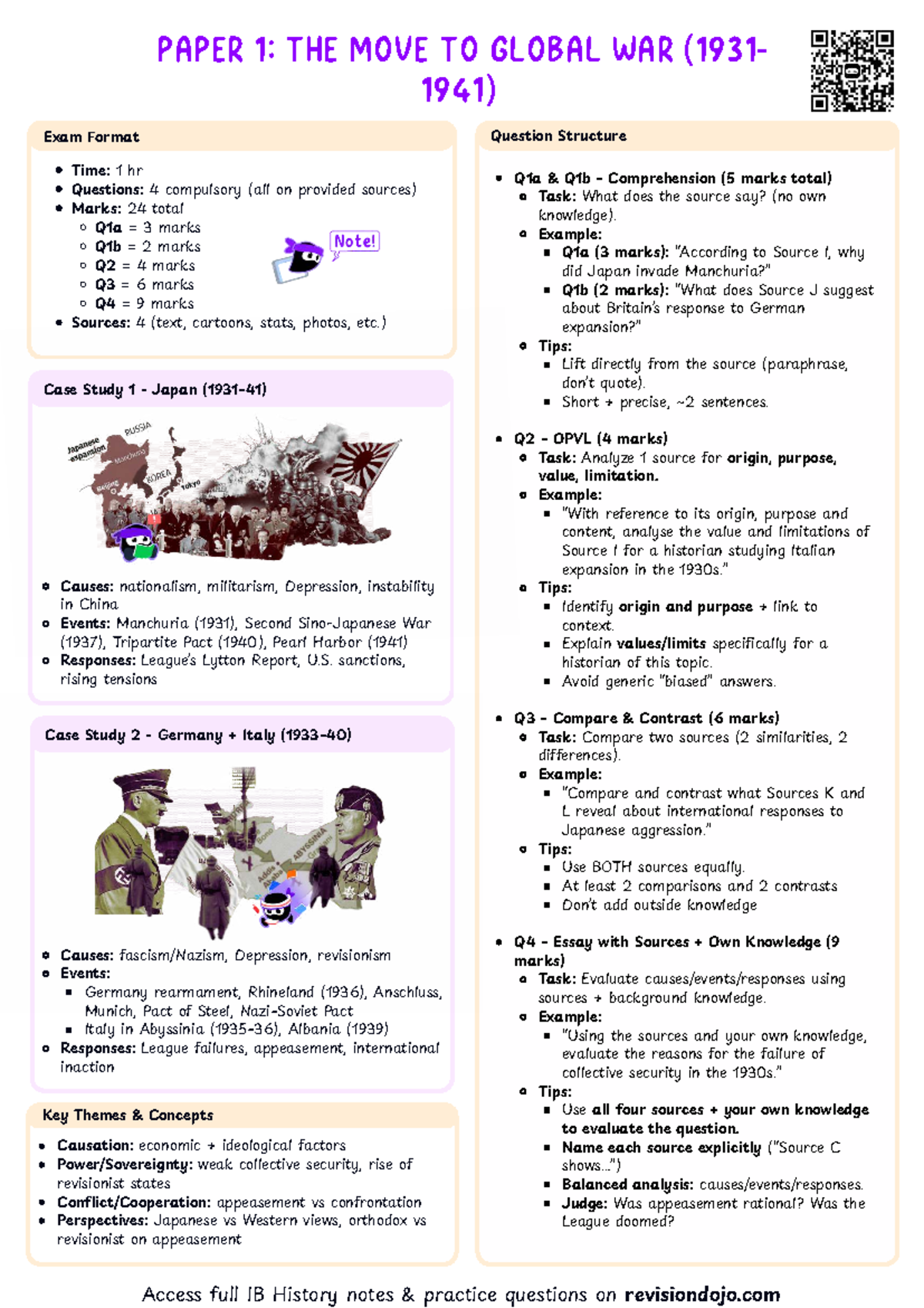 IB History Paper 1: The Move to Global War (1931-1941) Exam Guide - Studocu