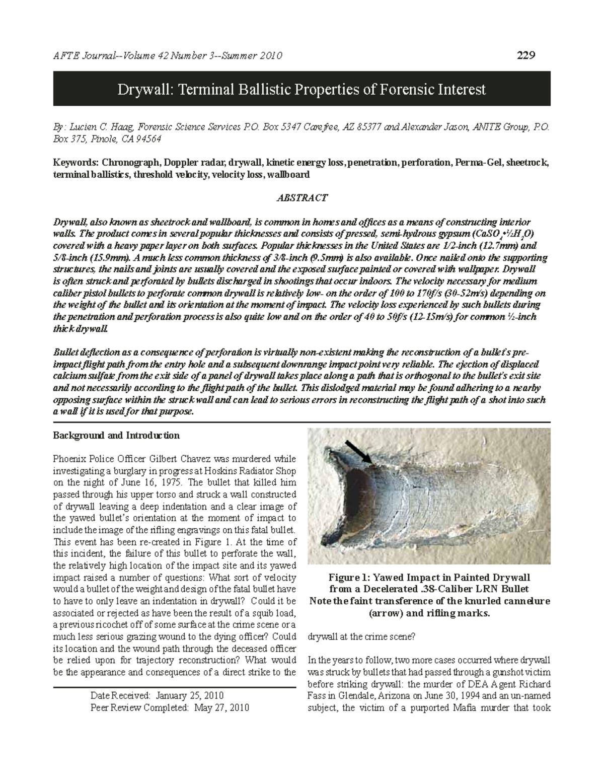 Drywall Terminal Ballistic Properties: Insights for Forensic Analysis ...