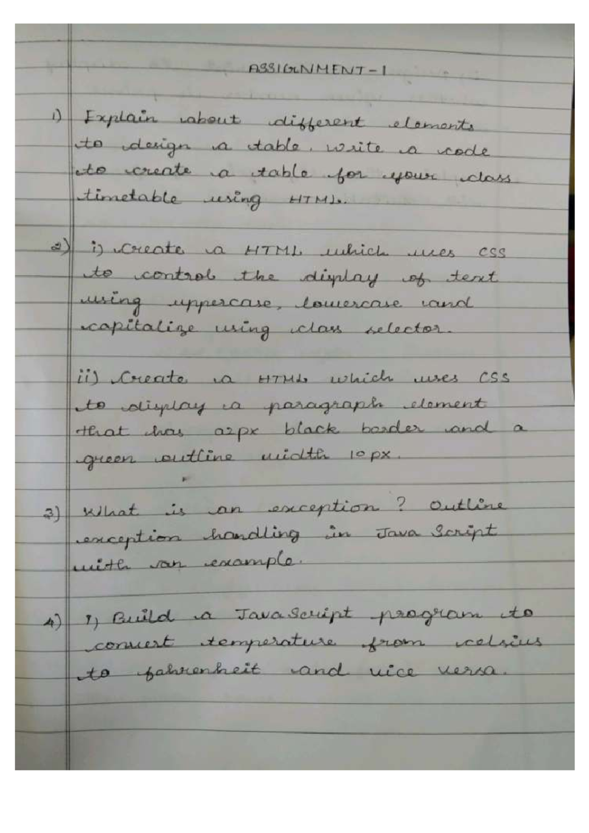 Web Technologies ASS 1 - Lecture Notes on HTML, CSS & JavaScript - Studocu