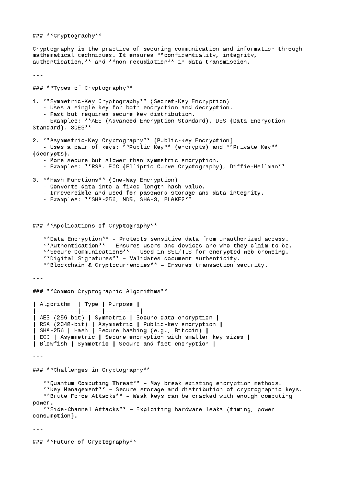 Cryptography Overview: Methods, Applications, and Challenges - Studocu