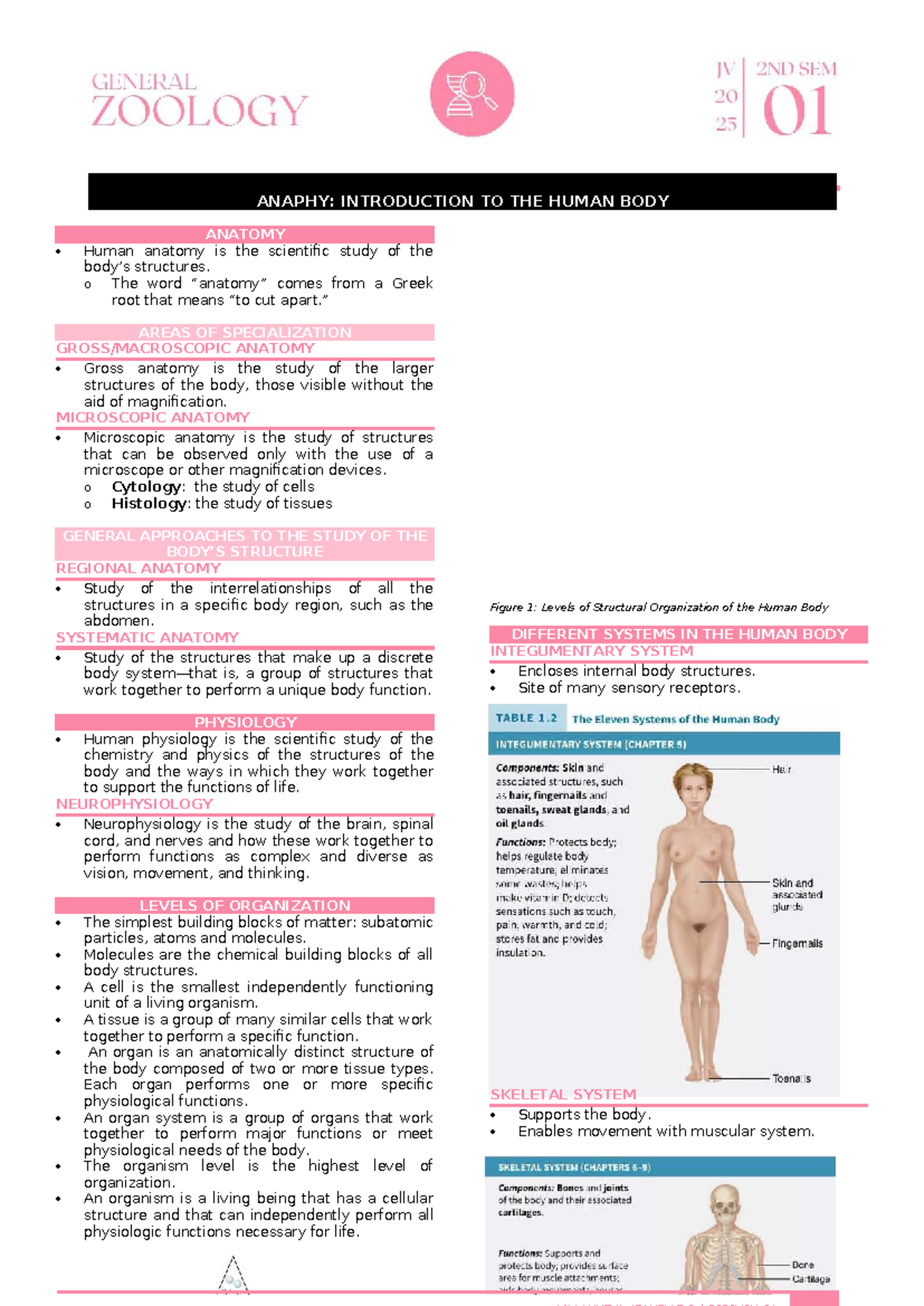 ANAPHY 01: INTRODUCTION TO HUMAN BODY ANATOMY AND PHYSIOLOGY - Studocu