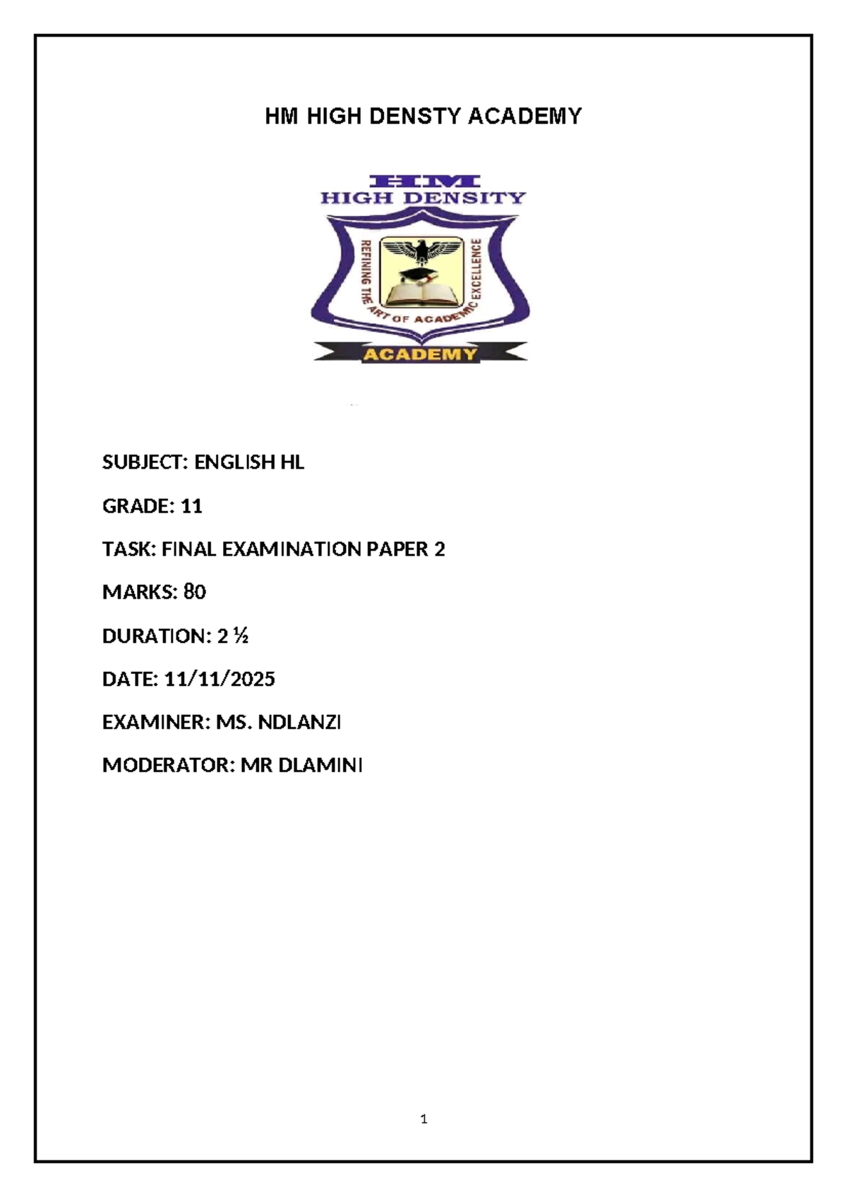 Grade 11 English HL Final Exam Paper 2 - Poetry & Novel Analysis - Studocu