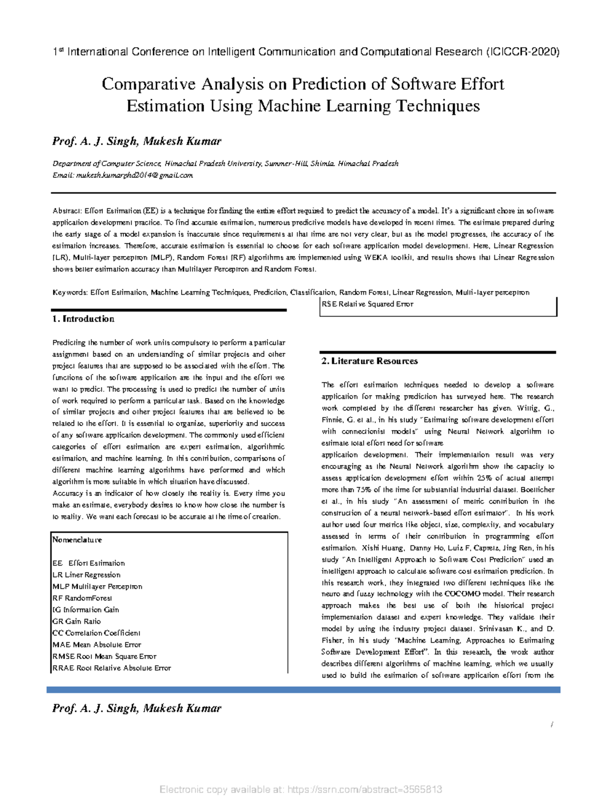Comparative Study of ML Techniques for Software Effort Estimation ...