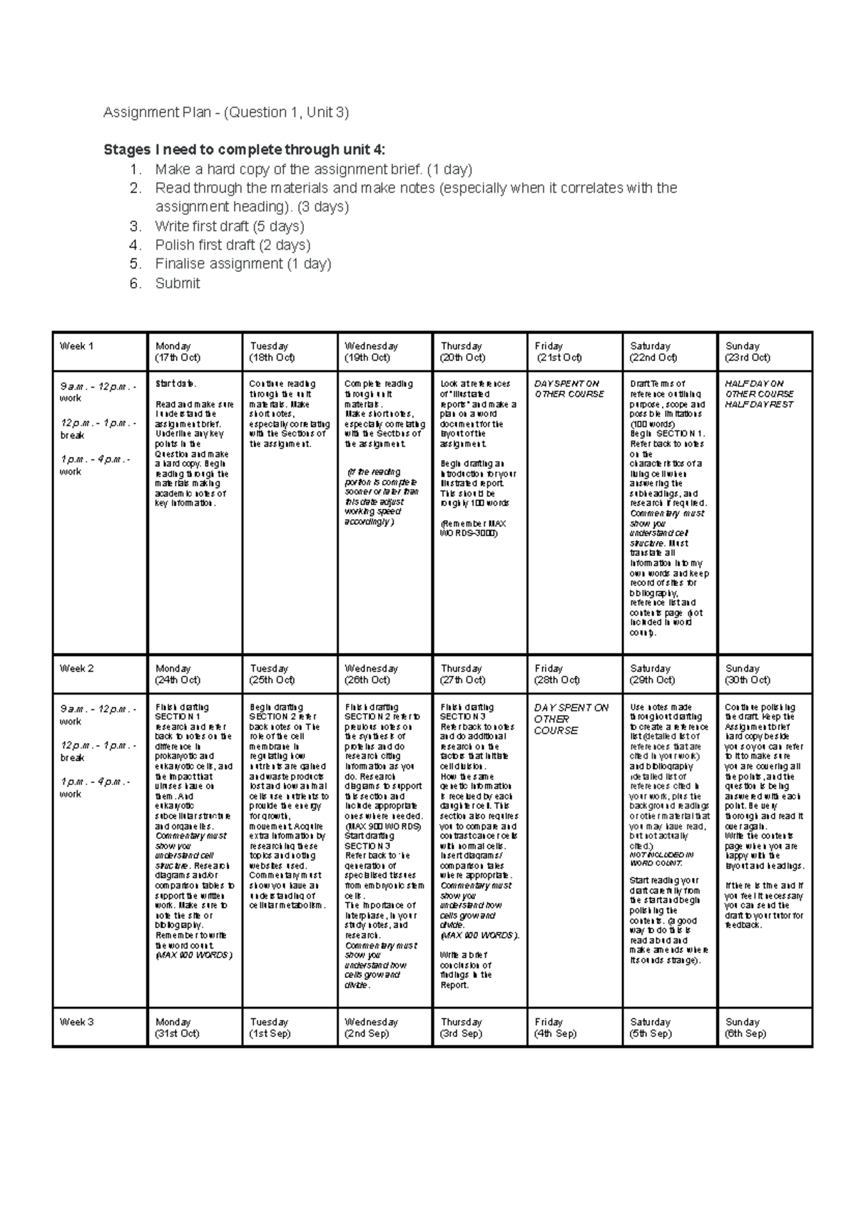 Assignment Plan for Question 1: Unit 3 Overview and Submission Steps ...