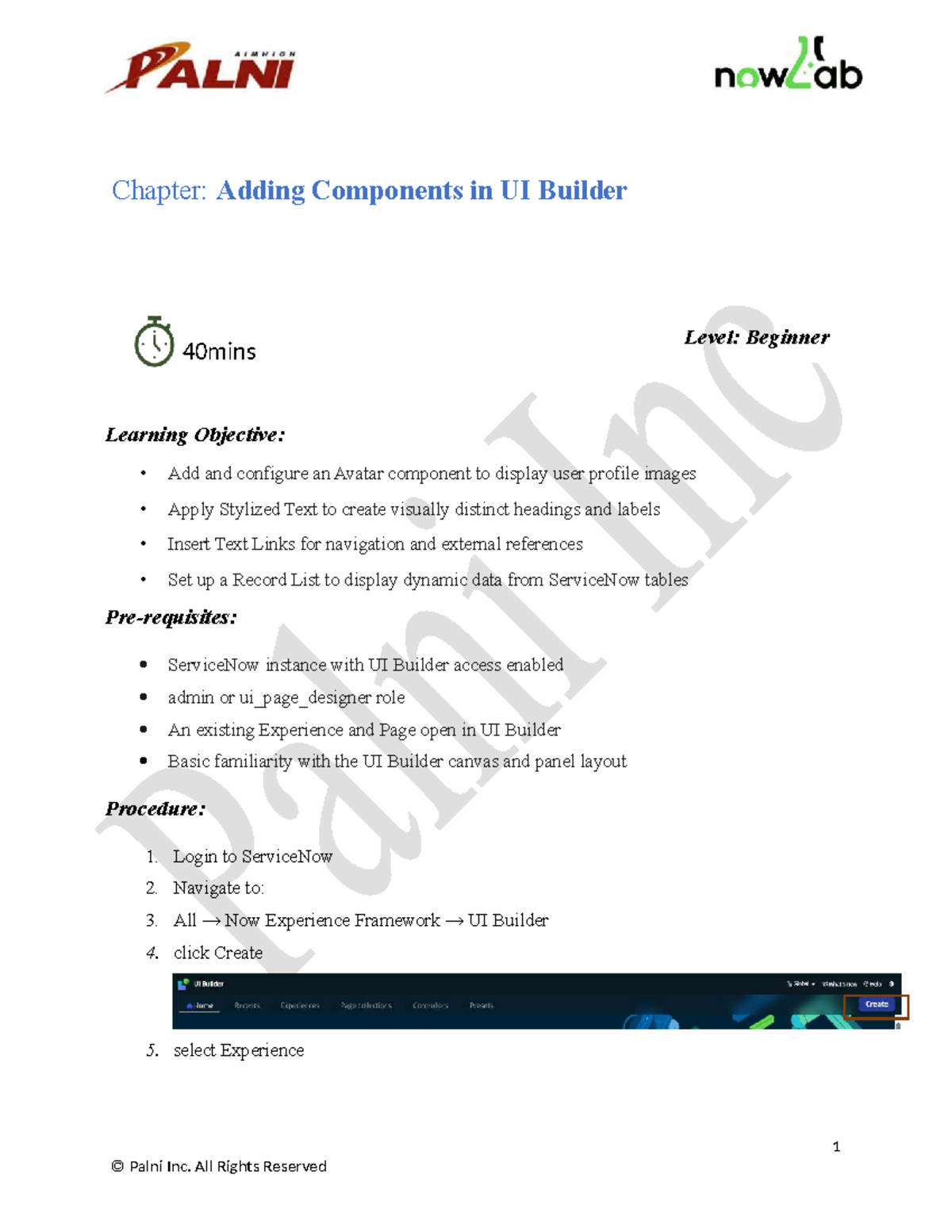 Chapter: Adding Components in UI Builder (Beginner Level) - Studocu