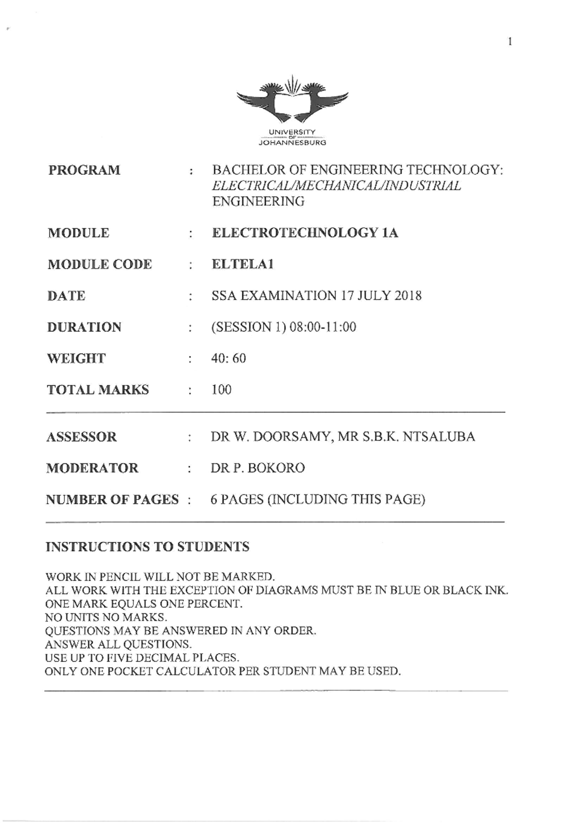 Electrotechnology 1A ELTELA1 Final Exam Questions and Solutions - Studocu