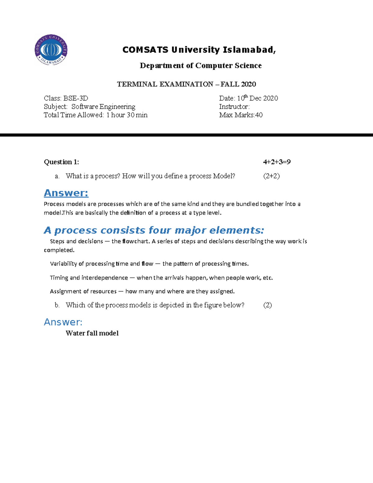 Software Engineering Terminal Exam Notes - COMSATS BSE-3D - Studocu