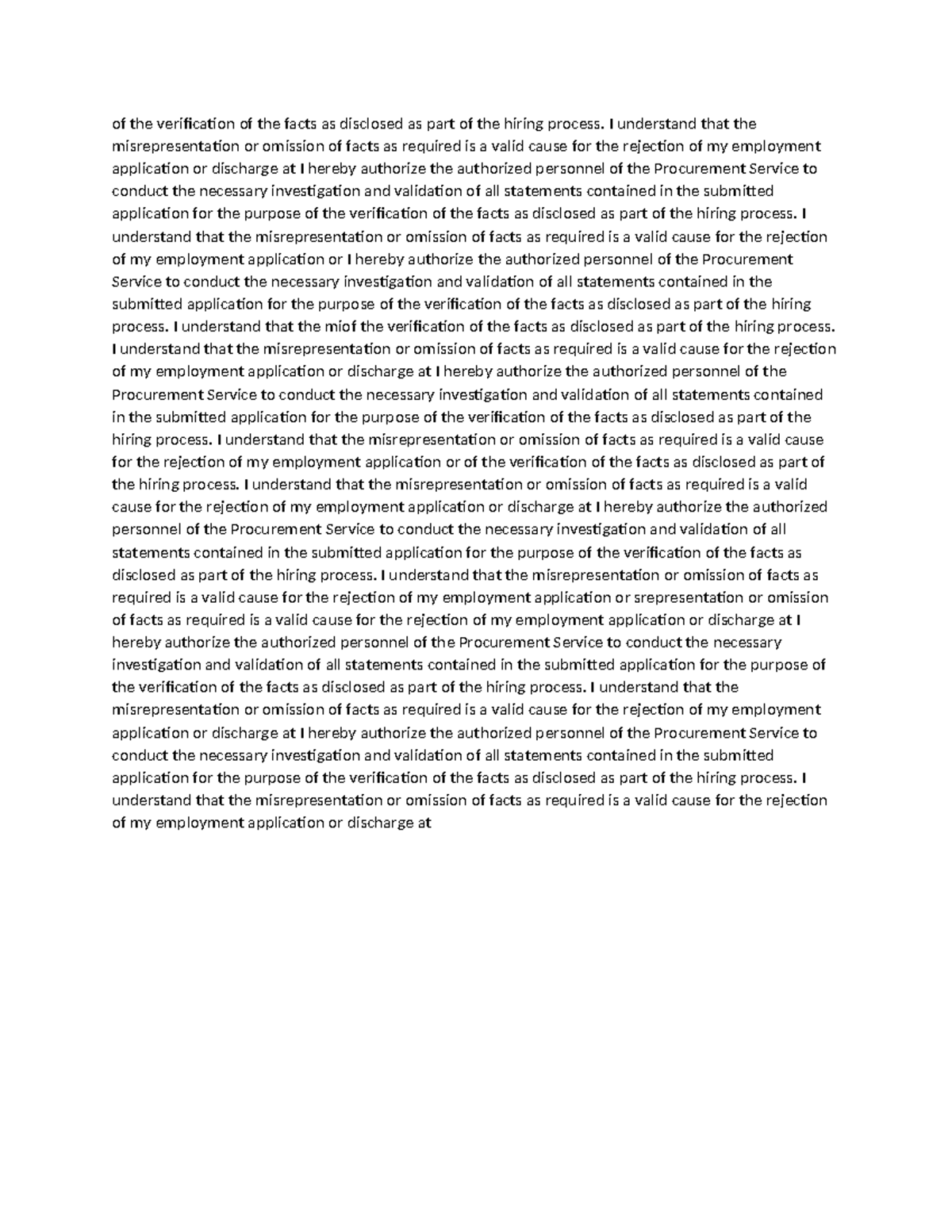 Verification of facts for employment application process - Studocu
