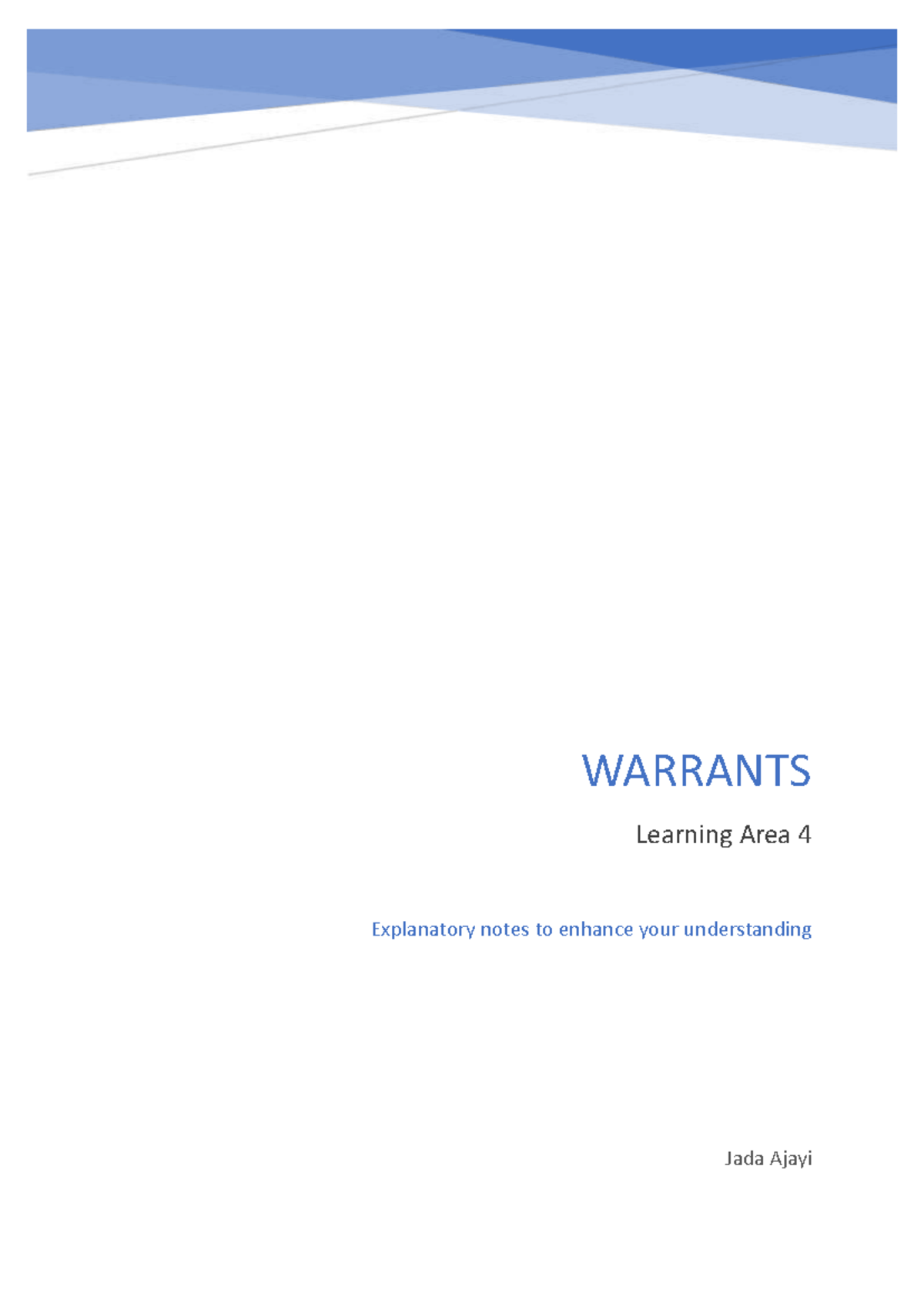LA 4: Comprehensive Notes on Warrants and Their Strategies - Studocu