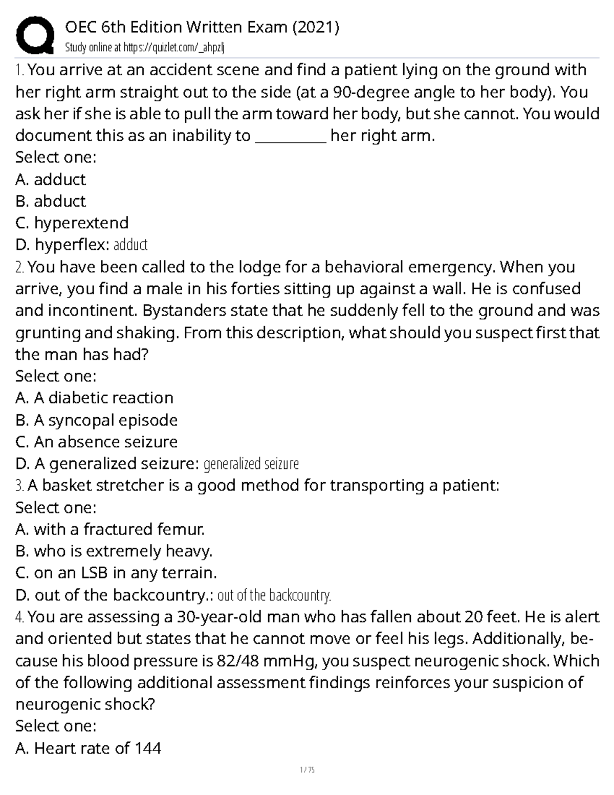 OEC 6th Edition Final Exam Study Guide (2021) - Studocu