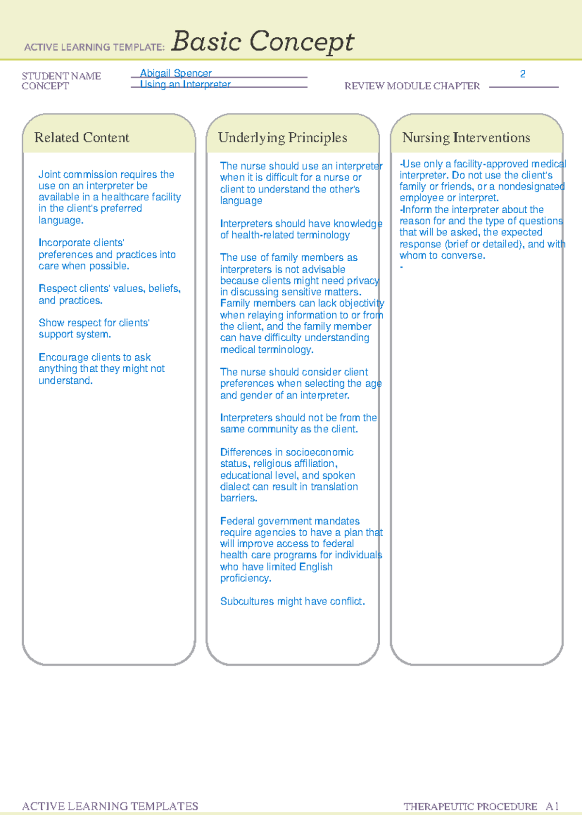 Basic Concepts of Nursing Interventions: Concept Review Module - Studocu