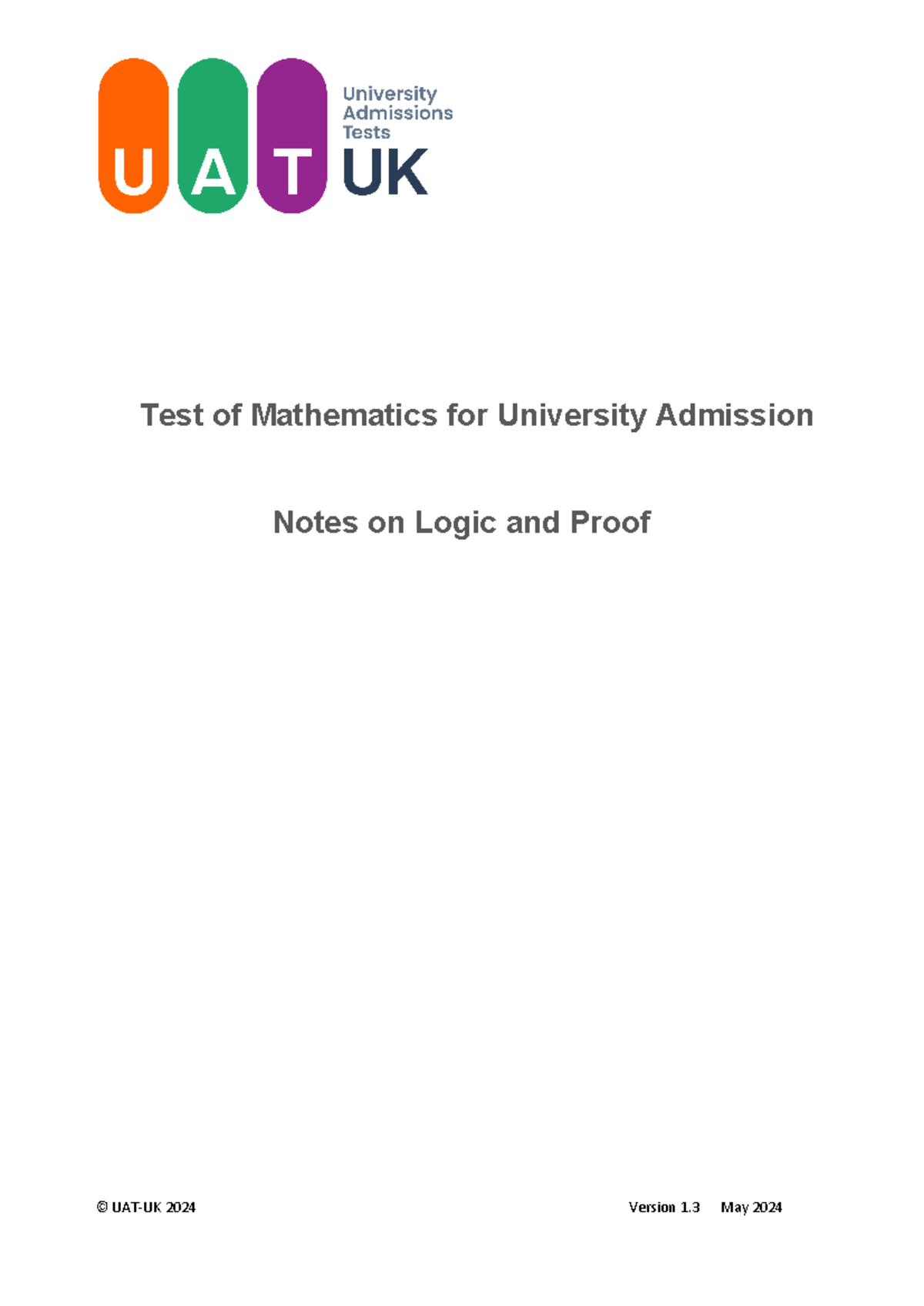 TMUA Paper 2 Logic and Proof Notes - May 2024 Version 1.3 - Studocu