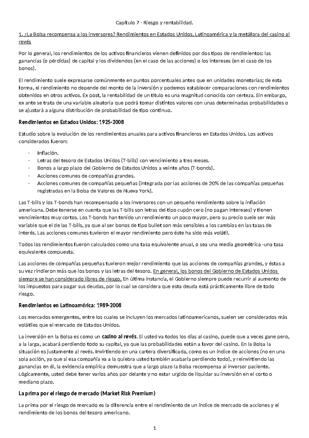 Capítulo 7: Riesgo y Rentabilidad en Inversiones Financieras - Studocu