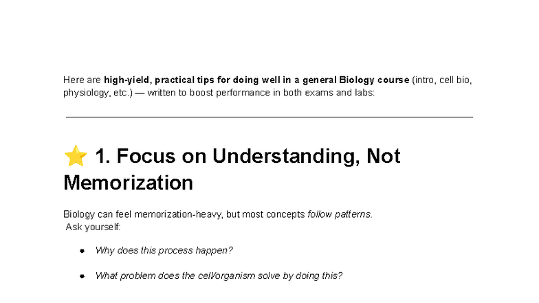 Tips for Success in BIO 101: Mastering Exams and Labs - Studocu