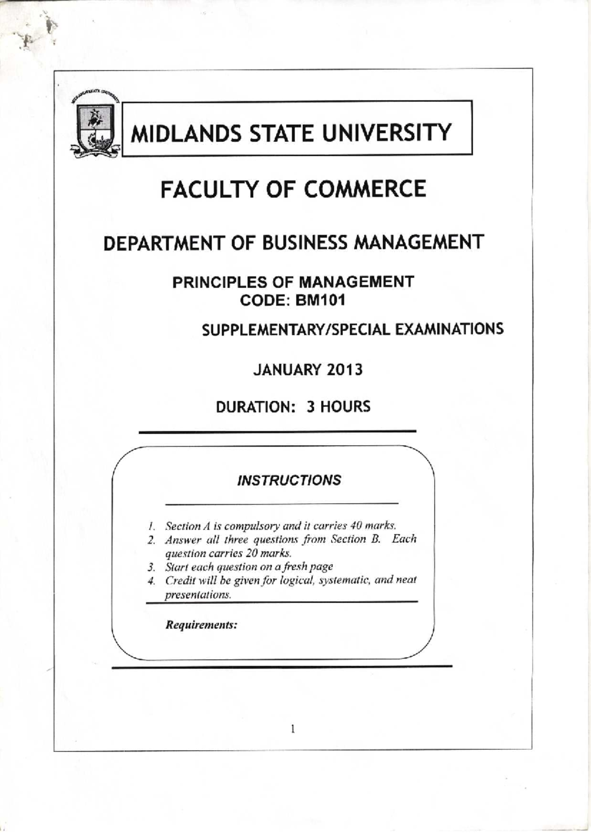 BM101 Jan 2013 - Collection of Past Exam Papers - Studocu