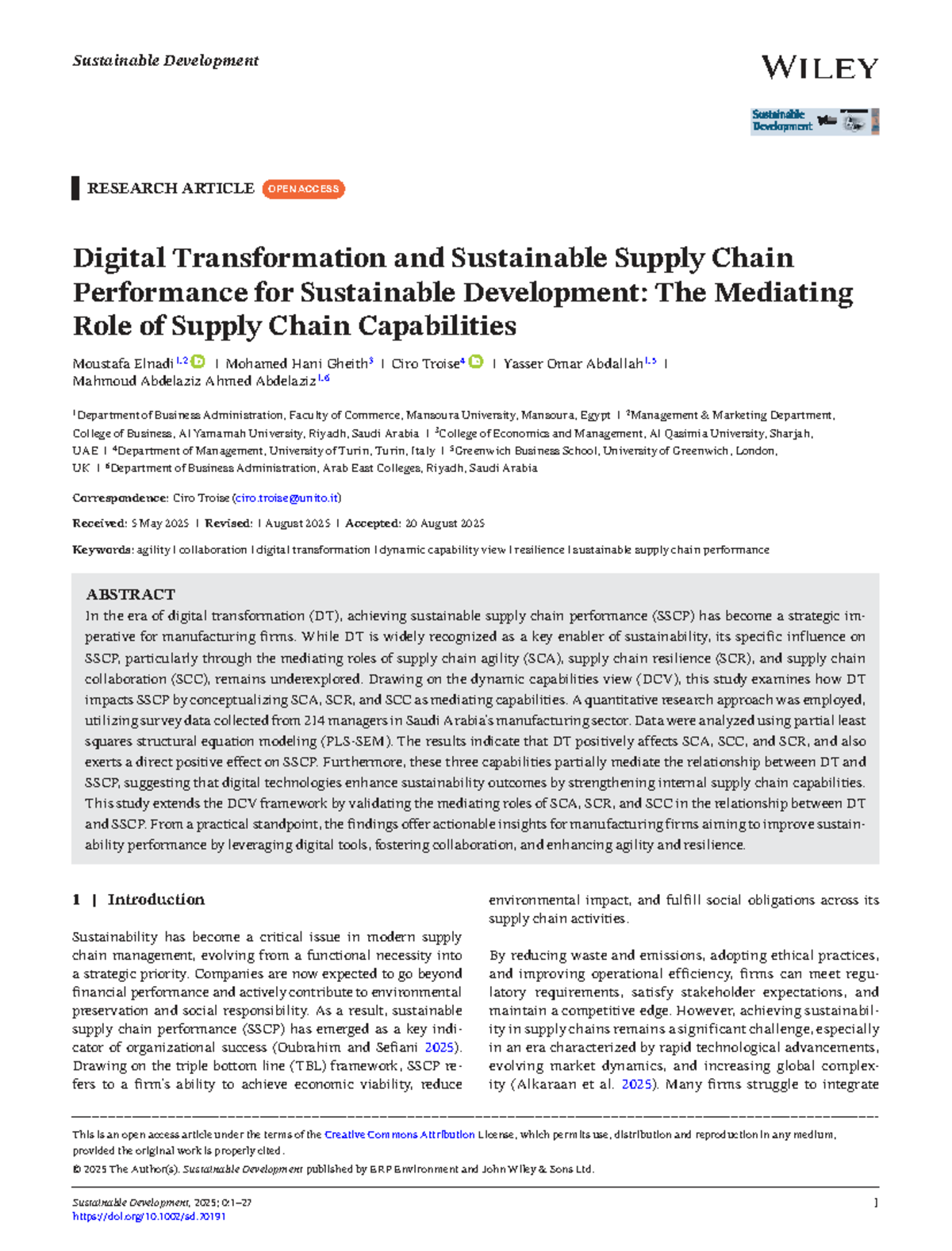 Digital Transformation and Sustainable Supply Chain Performance ...