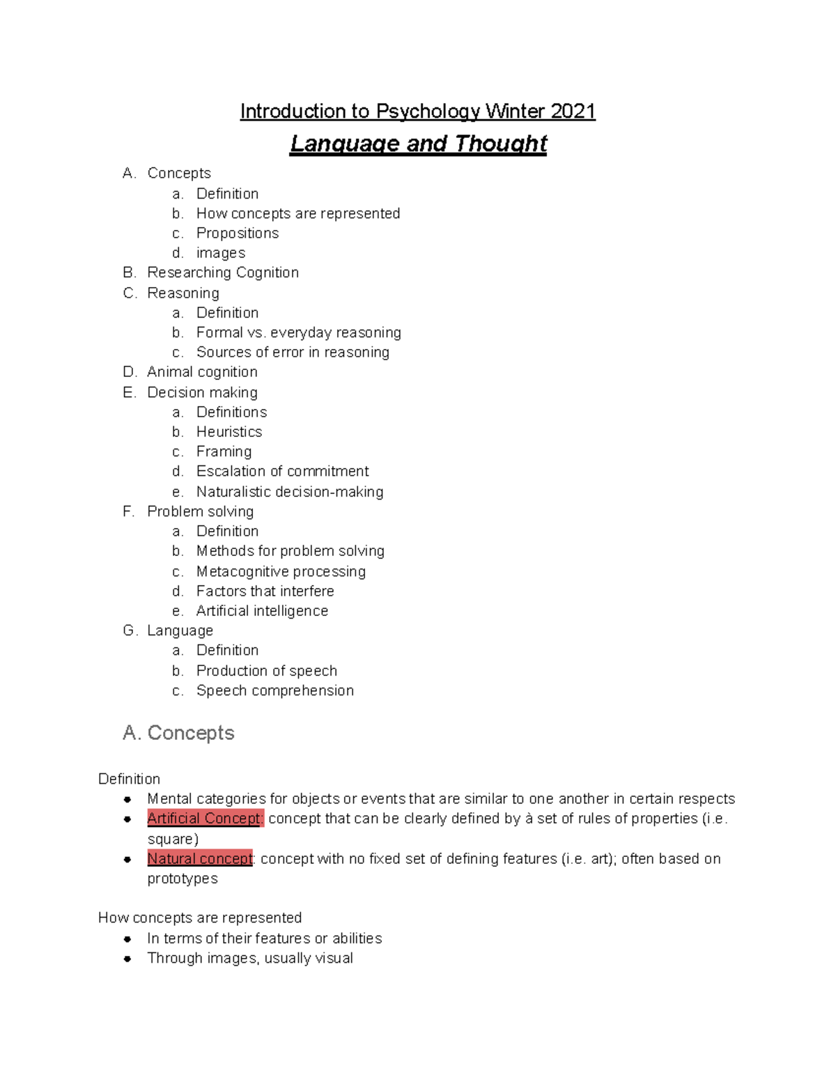 Introduction to Psychology PSY 101 Winter 2021 Overview - Studocu