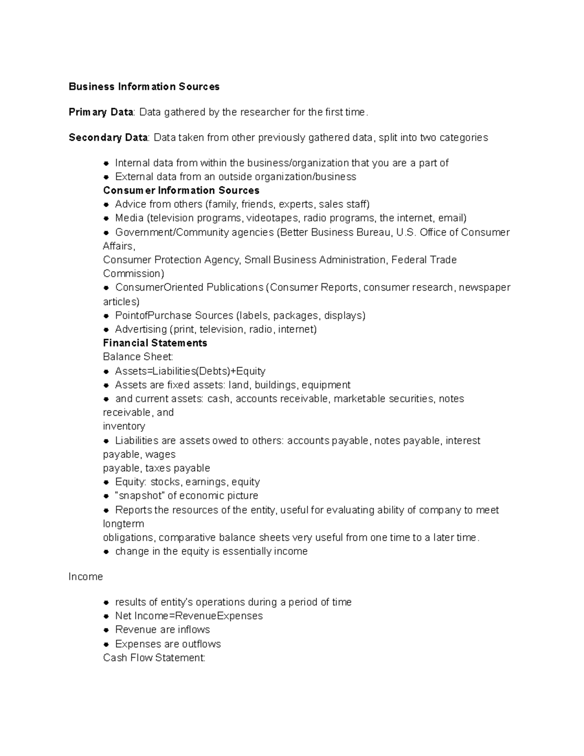 BUSN 1500: Comprehensive Business Information Sources Notes - Studocu