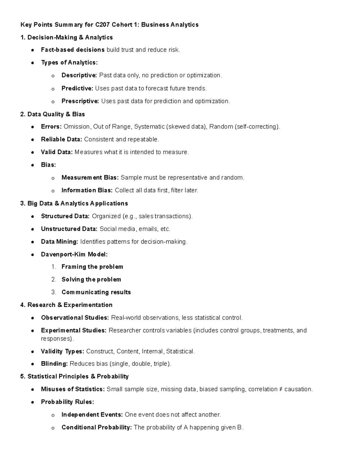 Comprehensive Guide to Data-Driven Decision Making C207 - Studocu