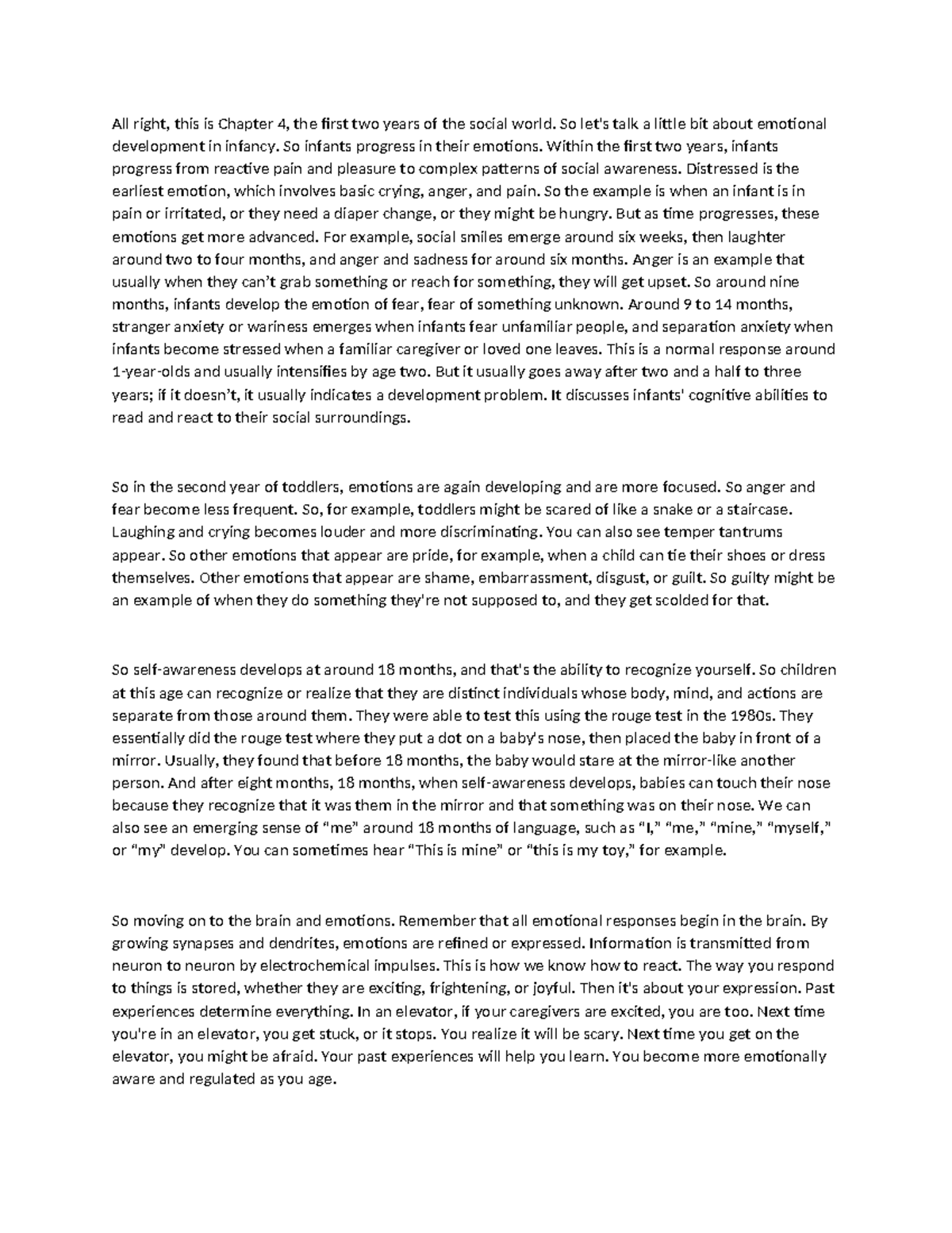 Chapter 4 Notes - All right, this is Chapter 4, the first two years of ...