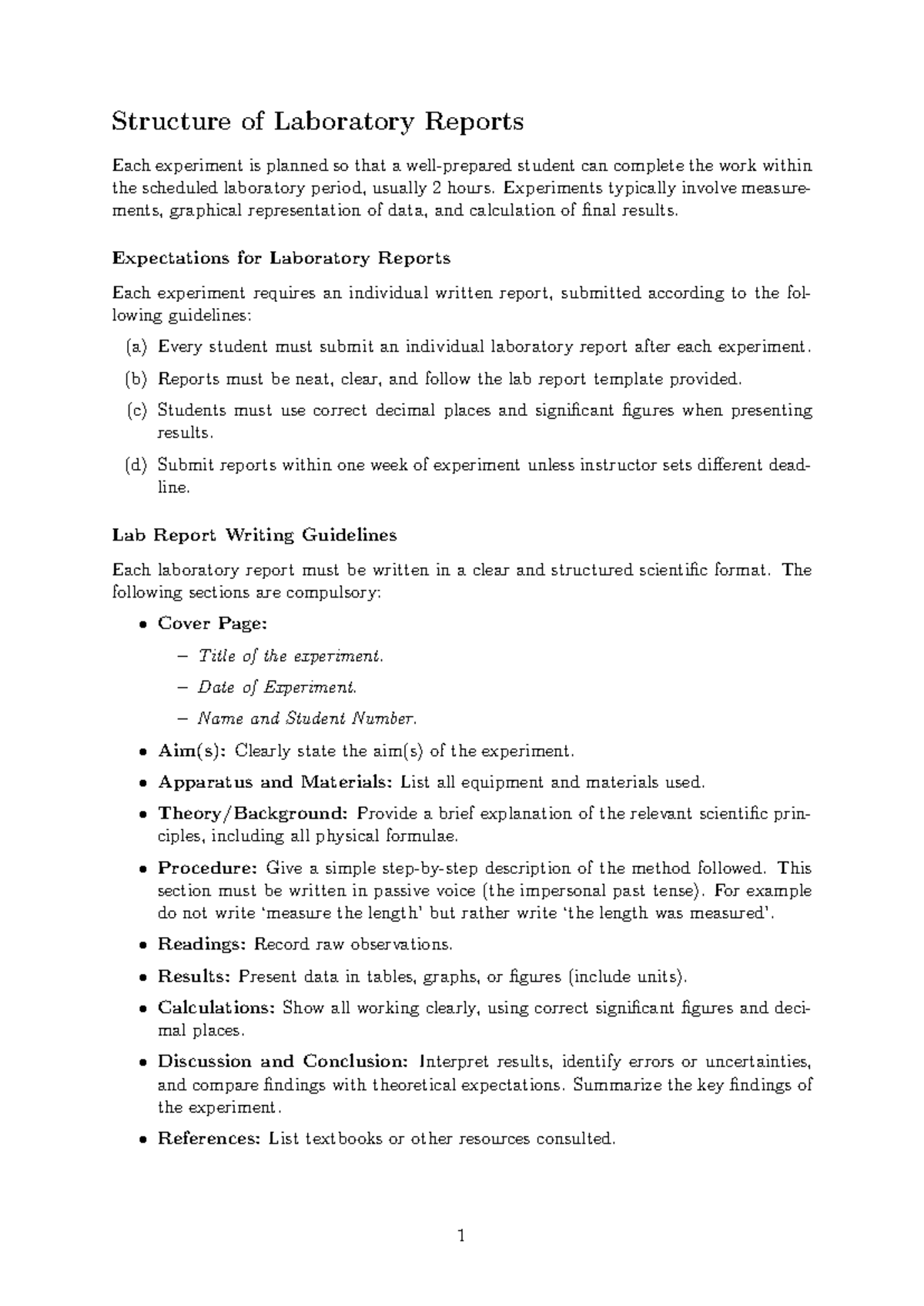 Lab Report Guidelines for Intro to Physics (1) - Studocu