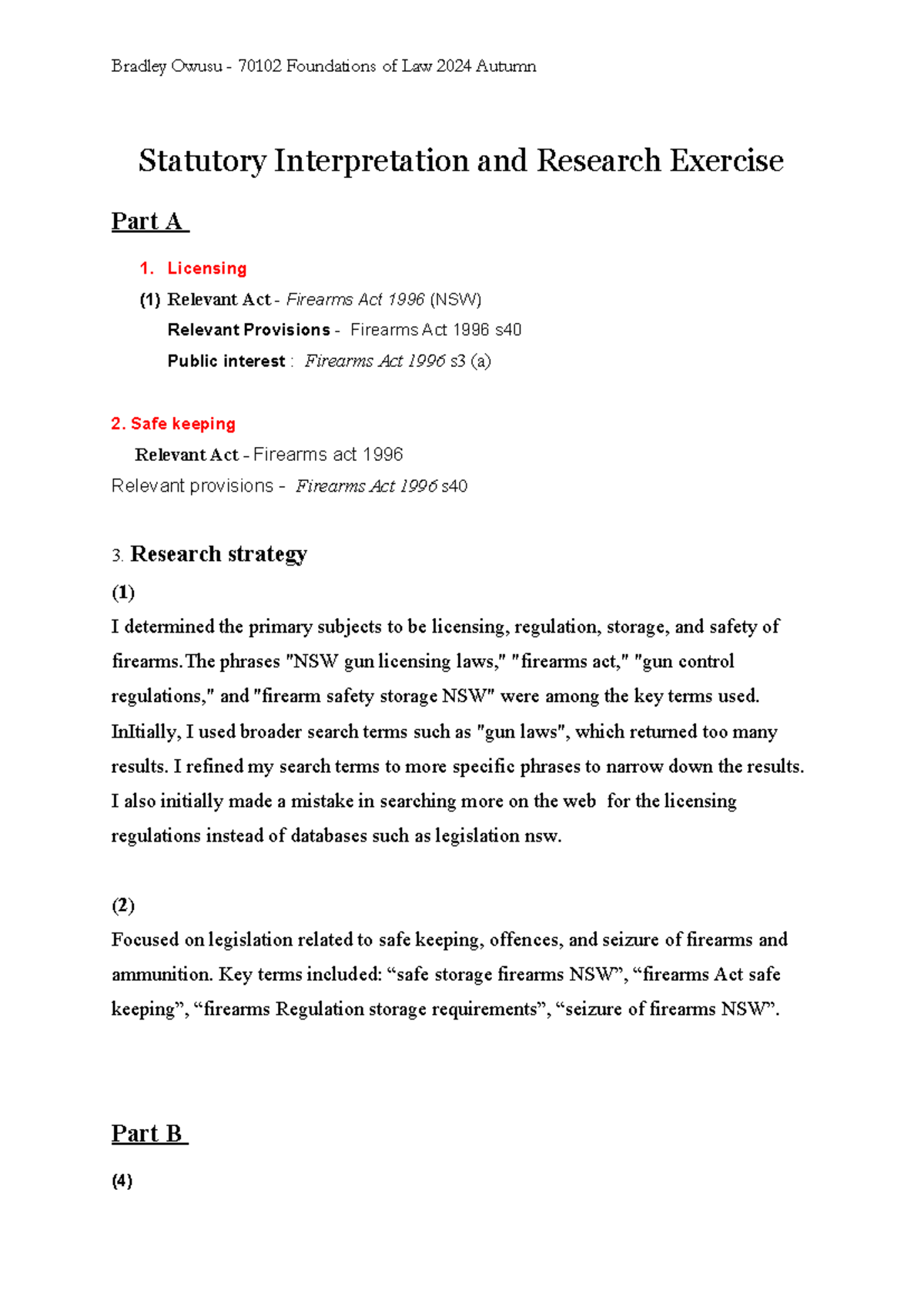 Foundations of Law 70102 A2 Essay: Statutory Interpretation & Firearms ...